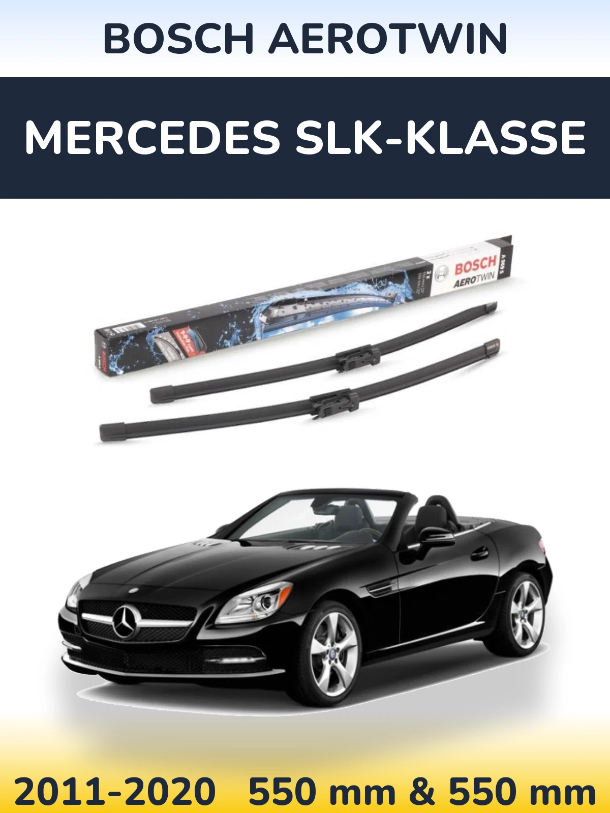 Комплект передних дворников BOSCH AeroTwin 550 & 550 мм для Mercedes SLK-Klasse 2011-2020