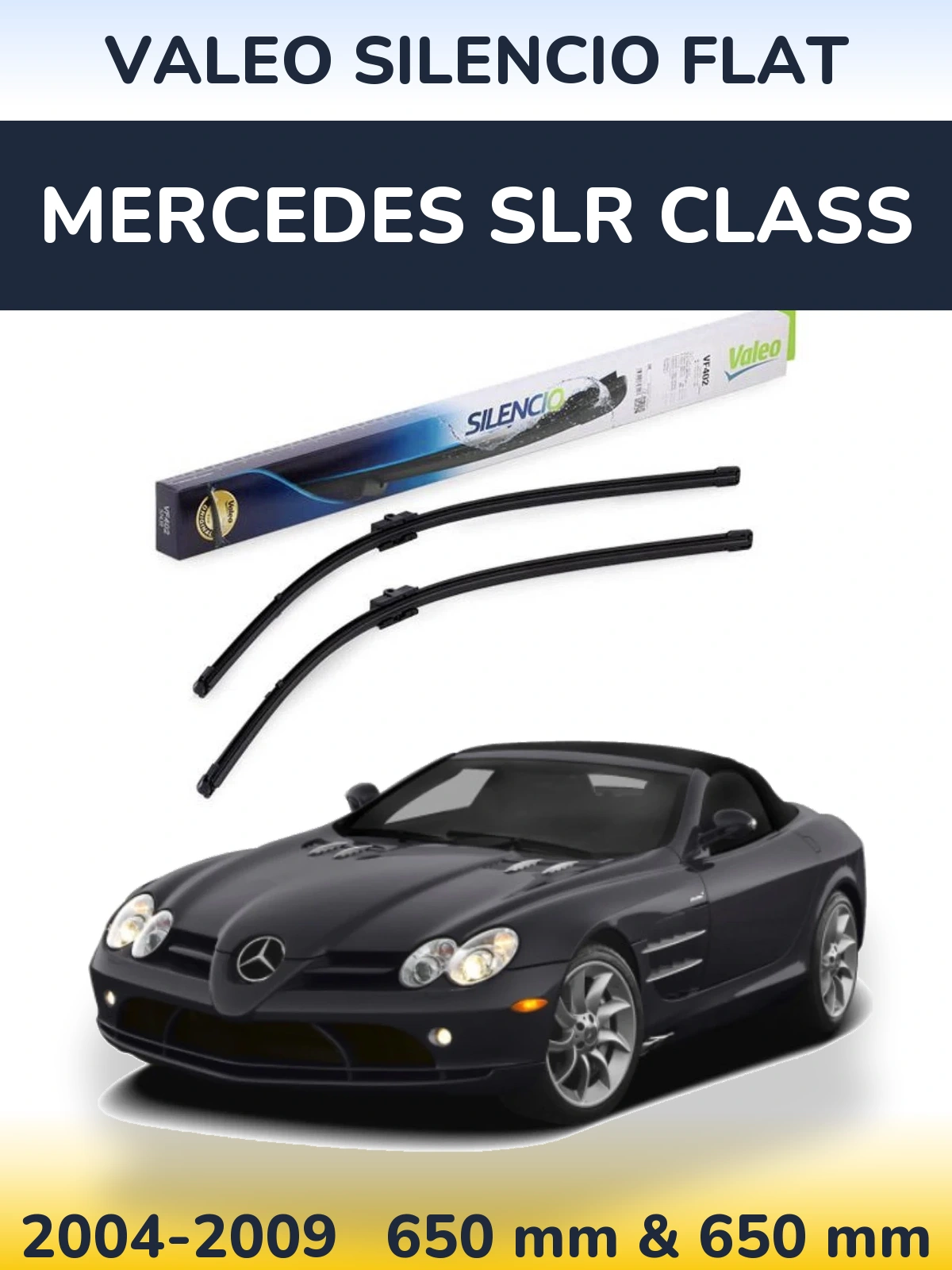 Komplet przednich wycieraczek Valeo Silencio Flat 650 & 650 mm do Mercedes Klasa SLR 2004-2009