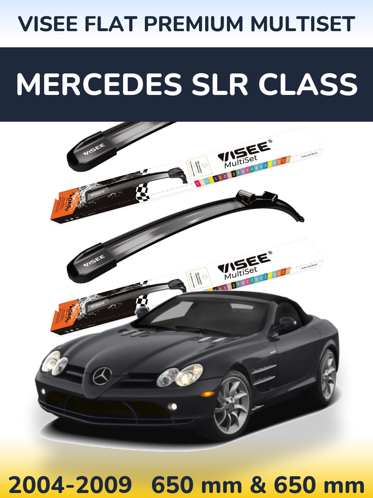 Komplet przednich wycieraczek VISEE FLAT PREMIUM MultiSet 650 & 650 mm do Mercedes Klasa SLR 2004-2009