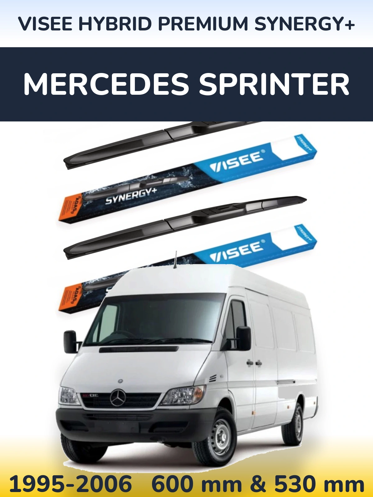 Комплект передних дворников VISEE HYBRID PREMIUM SYNERGY+ 600 & 530 мм для Mercedes Sprinter 1995-2006