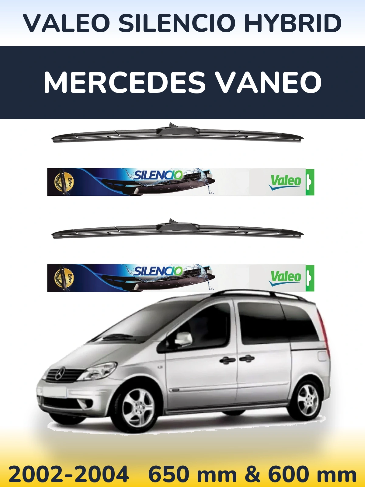 Комплект передних дворников Valeo Silencio Hybrid 650 & 600 мм для Mercedes Vaneo 2002-2004