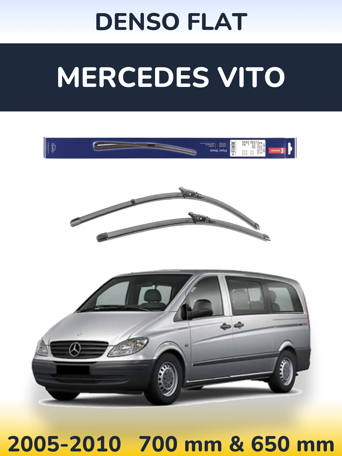 Комплект передних дворников Denso Flat 700 & 650 мм для Mercedes Vito 2005-2010
