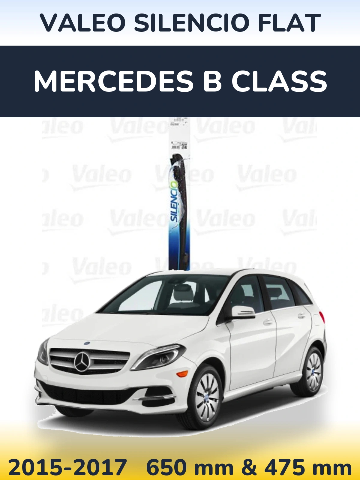 Komplet przednich wycieraczek Valeo Silencio Flat 650 & 475 mm do Mercedes Klasa B 2015-2017