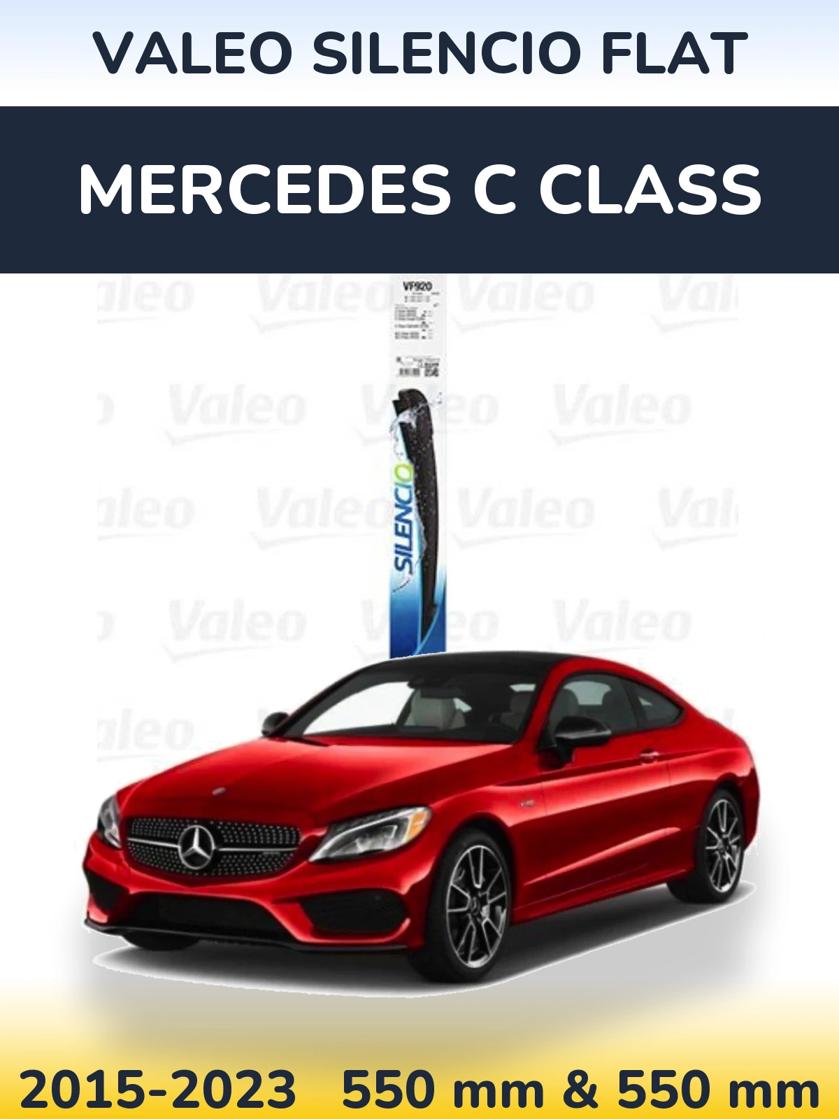 Komplet przednich wycieraczek Valeo Silencio Flat 550 & 550 mm do Mercedes Klasa C 2015-2023