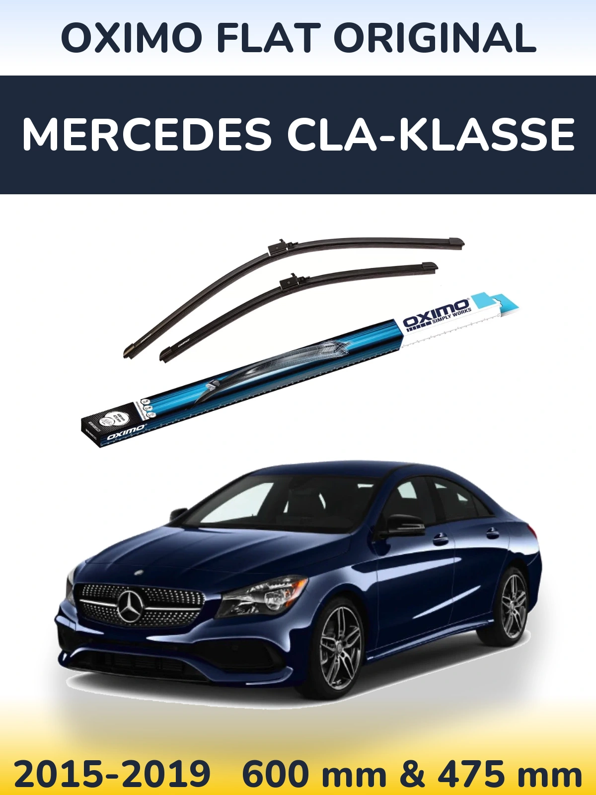 Комплект передних дворников Oximo Flat Original 600 & 475 мм для Mercedes CLA-Klasse 2015-2019