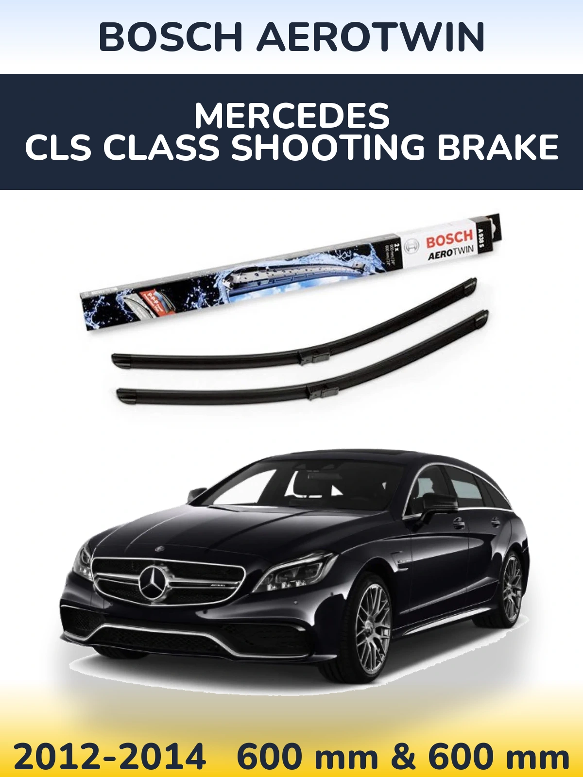 Комплект передних дворников BOSCH AeroTwin 600 & 600 мм для Mercedes CLS Class Shooting Brake 2012-2014