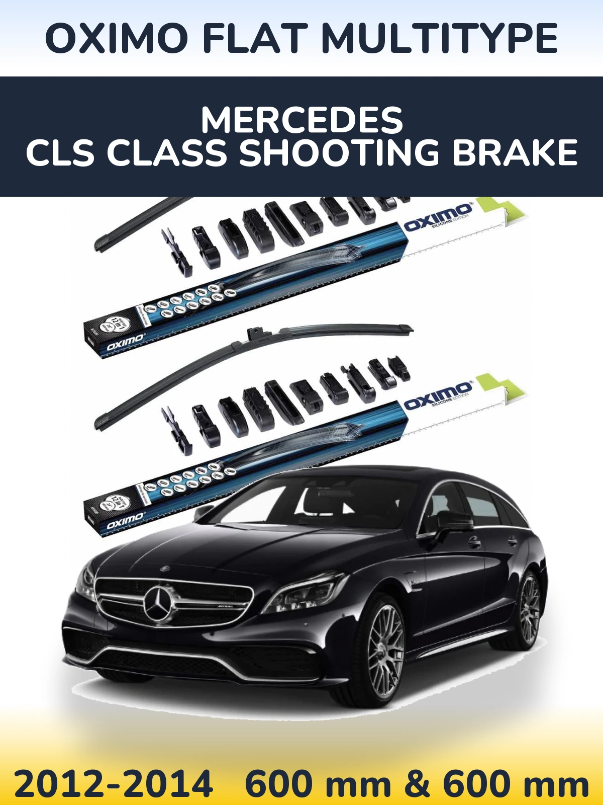 Комплект передних дворников Oximo Flat MultiТипe 600 & 600 мм для Mercedes CLS Class Shooting Brake 2012-2014