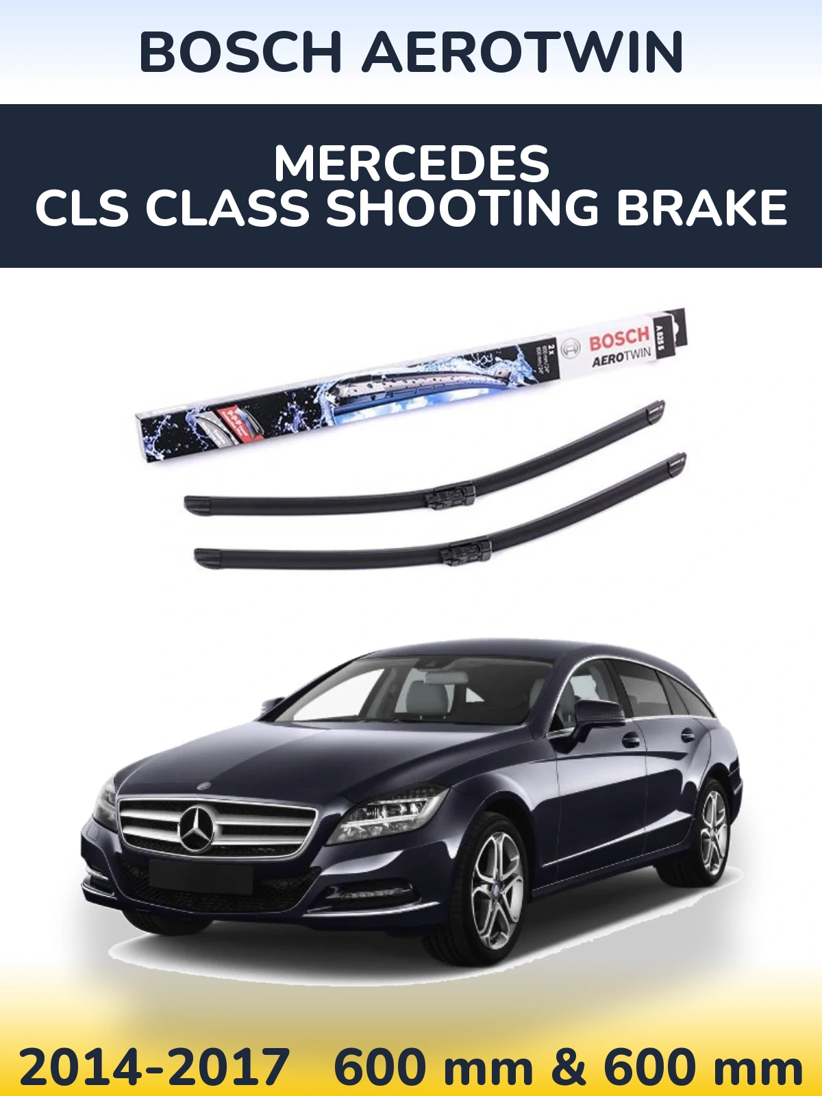 Комплект передних дворников BOSCH AeroTwin 600 & 600 мм для Mercedes CLS Class Shooting Brake 2014-2017