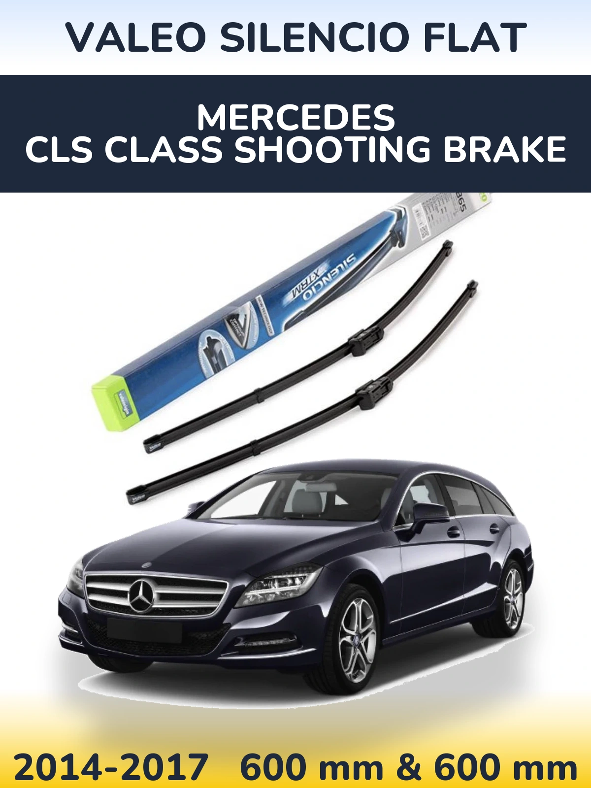 Komplet przednich wycieraczek Valeo Silencio Flat 600 & 600 mm do Mercedes Klasa CLS Shooting Brake 2014-2017
