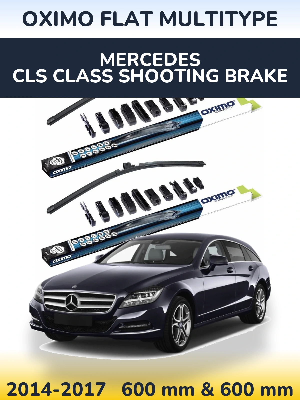 Komplet przednich wycieraczek Oximo Flat MultiType 600 & 600 mm do Mercedes Klasa CLS Shooting Brake 2014-2017