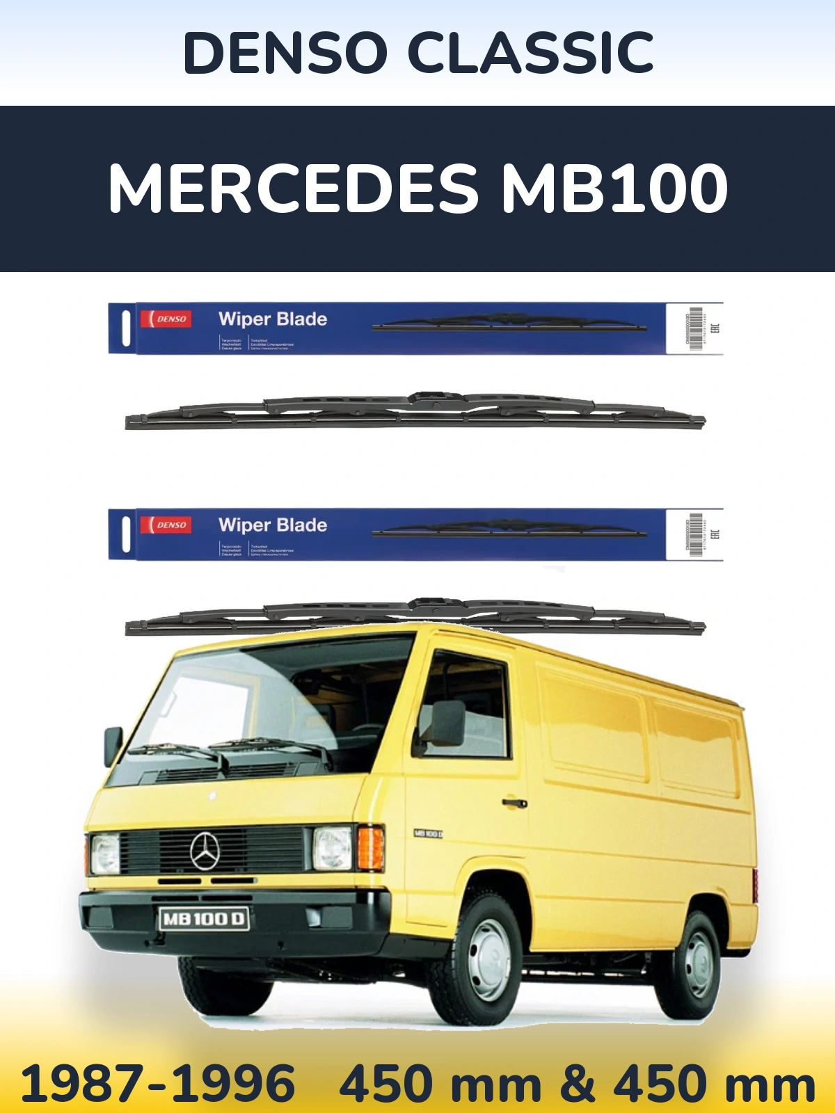 Комплект передних дворников Denso Classic 450 & 450 мм для Mercedes MB100 1987-1996