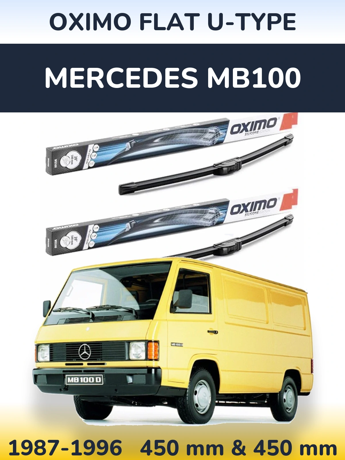 Komplet przednich wycieraczek Oximo Flat U-type 450 & 450 mm do Mercedes MB100 1987-1996