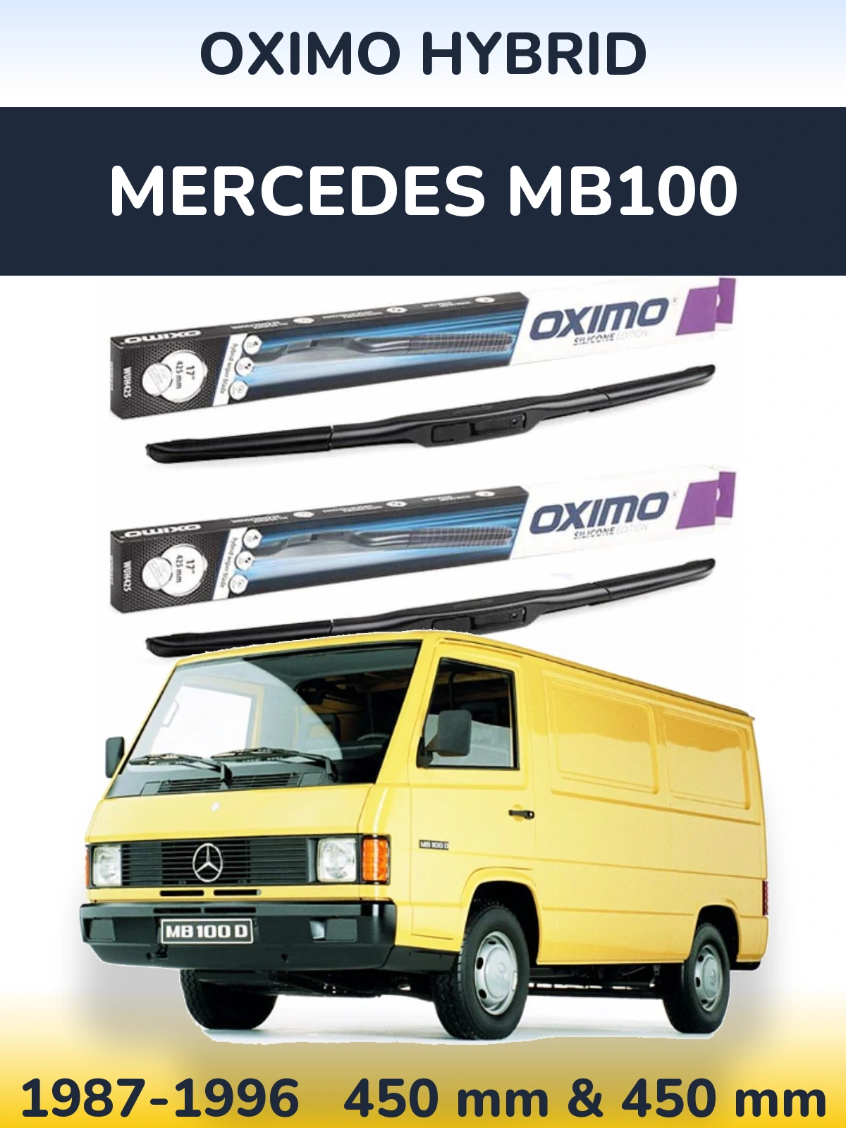 Комплект передних дворников Oximo Hybrid 450 & 450 мм для Mercedes MB100 1987-1996
