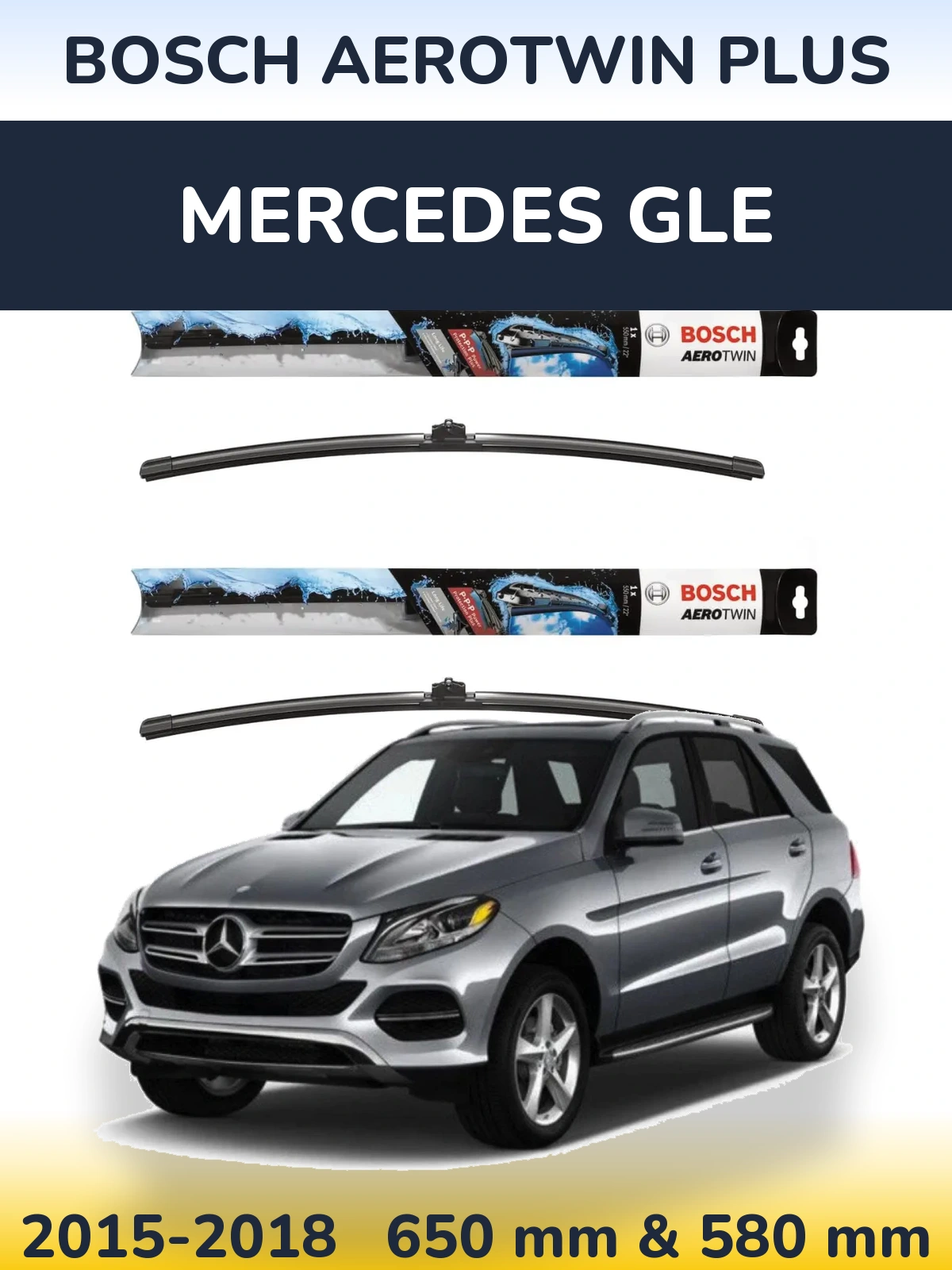 Komplet przednich wycieraczek BOSCH AeroTwin Plus 650 & 580 mm do Mercedes GLE 2015-2018