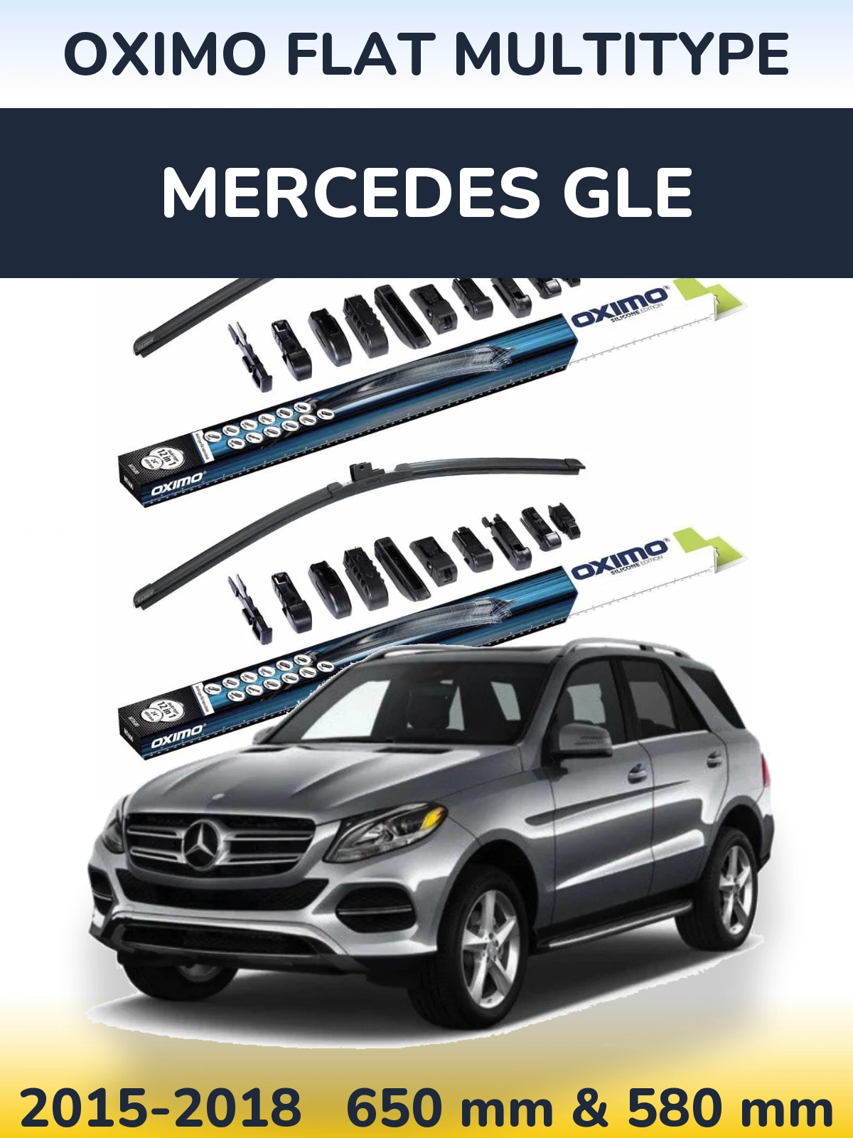 Komplet przednich wycieraczek Oximo Flat MultiType 650 & 580 mm do Mercedes GLE 2015-2018