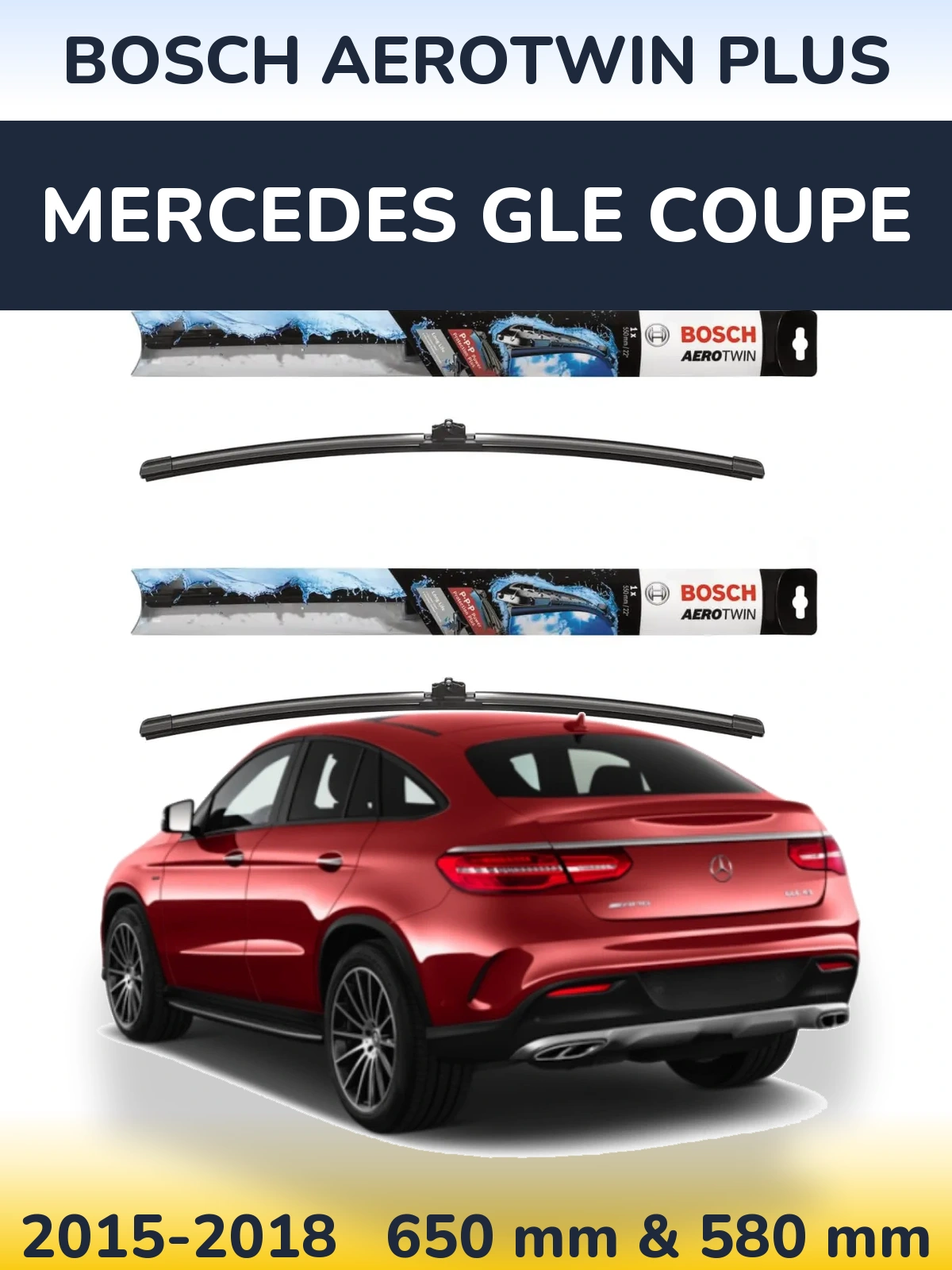 Комплект передних дворников BOSCH AeroTwin Plus 650 & 580 мм для Mercedes GLE Coupe 2015-2018
