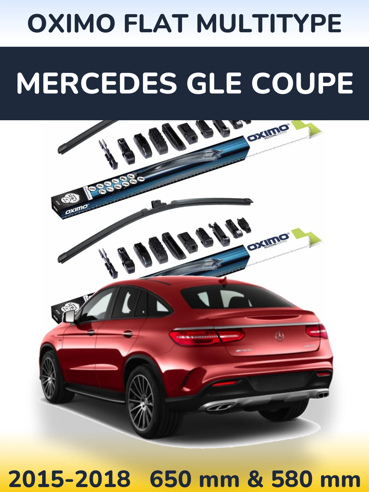 Комплект передних дворников Oximo Flat MultiТипe 650 & 580 мм для Mercedes GLE Coupe 2015-2018
