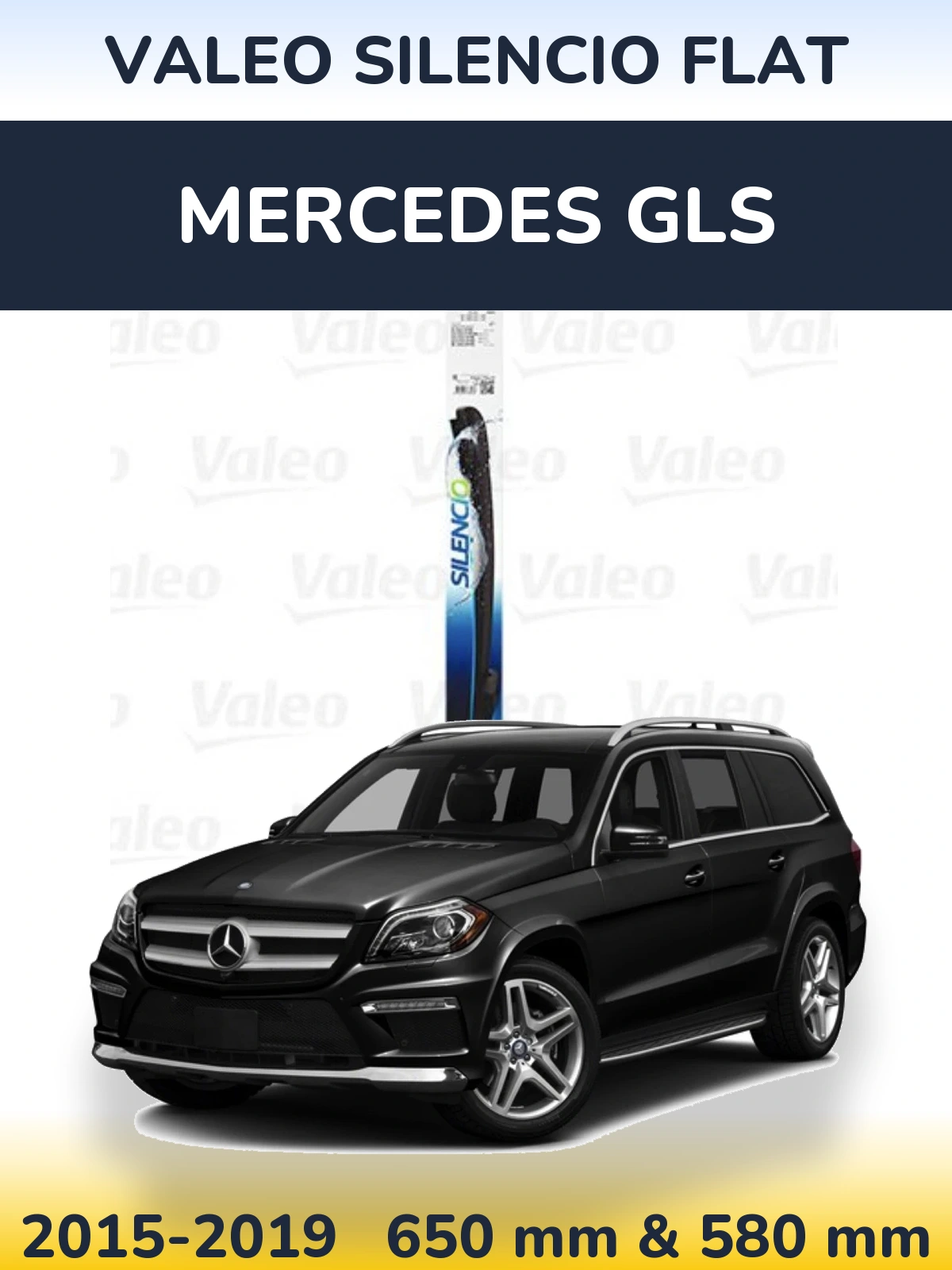 Комплект передних дворников Valeo Silencio Flat 650 & 580 мм для Mercedes GLS 2015-2019