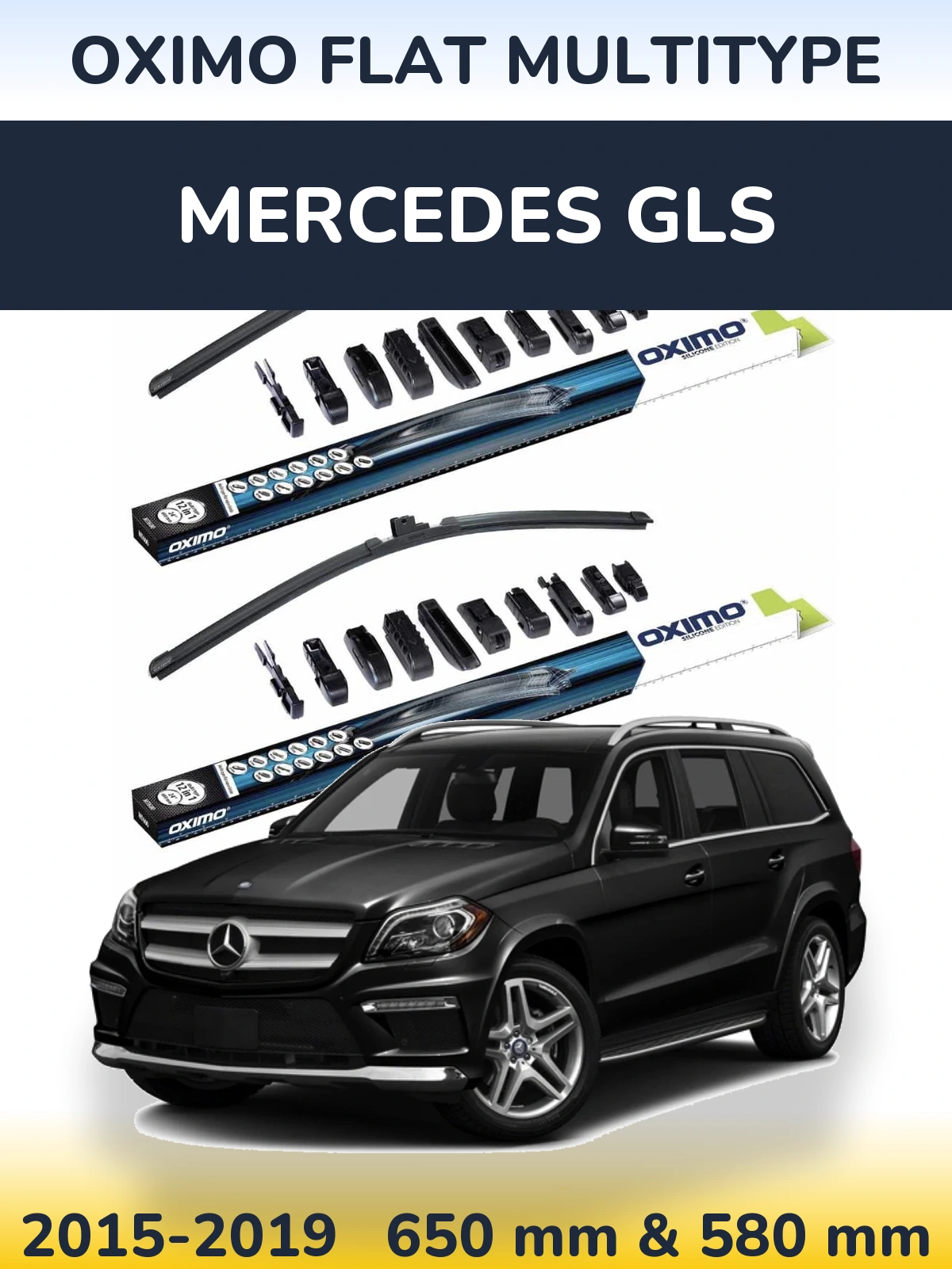 Komplet przednich wycieraczek Oximo Flat MultiType 650 & 580 mm do Mercedes GLS 2015-2019