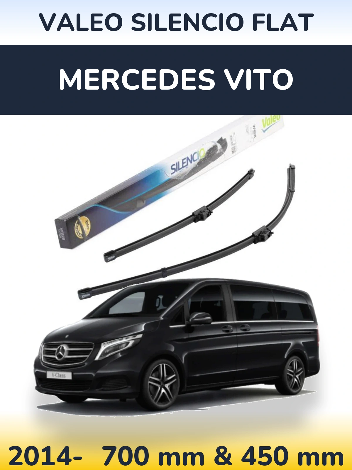Komplet przednich wycieraczek Valeo Silencio Flat 700 & 450 mm do Mercedes Vito 2014-2026