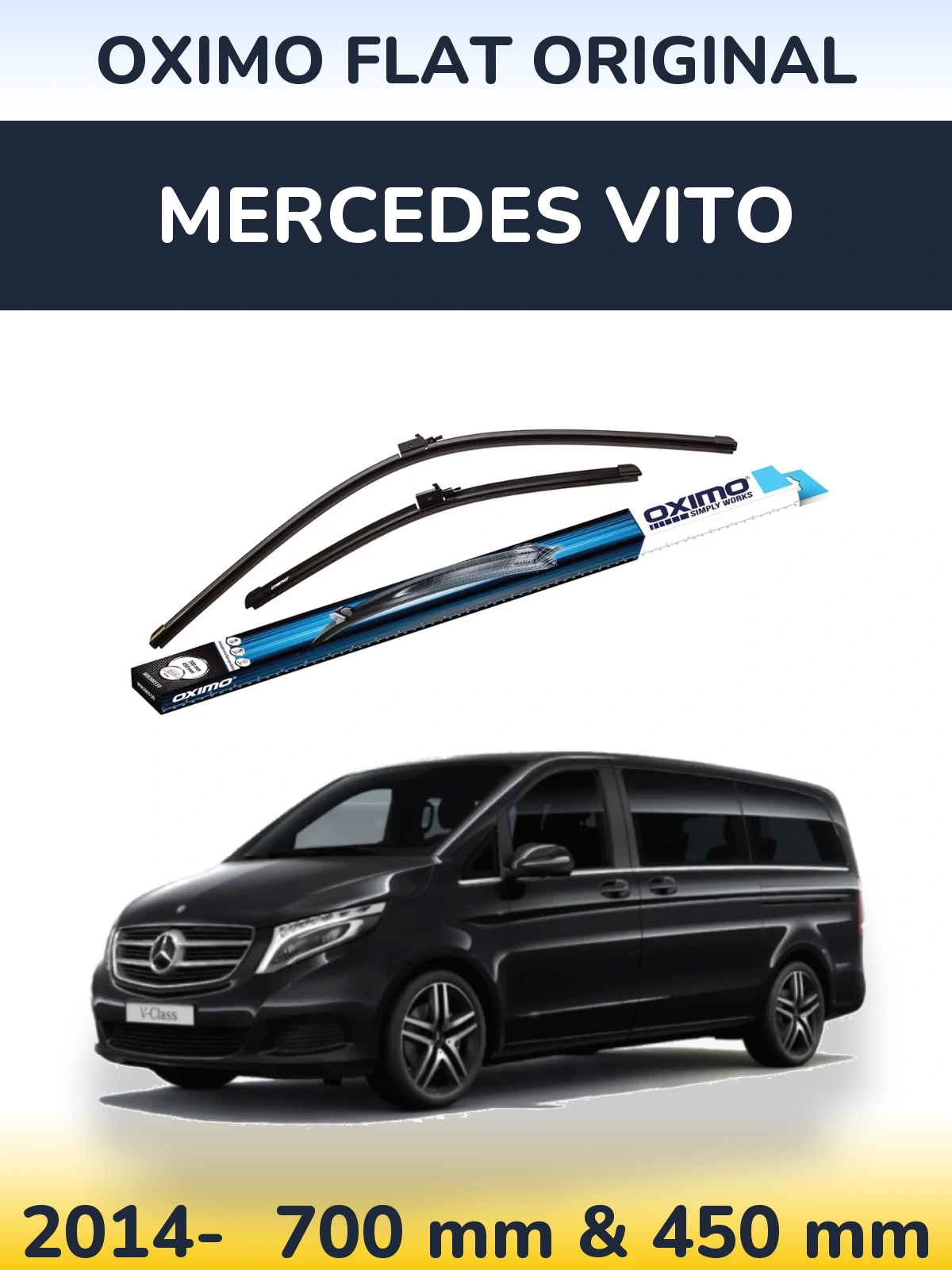 Комплект передних дворников Oximo Flat Original 700 & 450 мм для Mercedes Vito 2014-2026