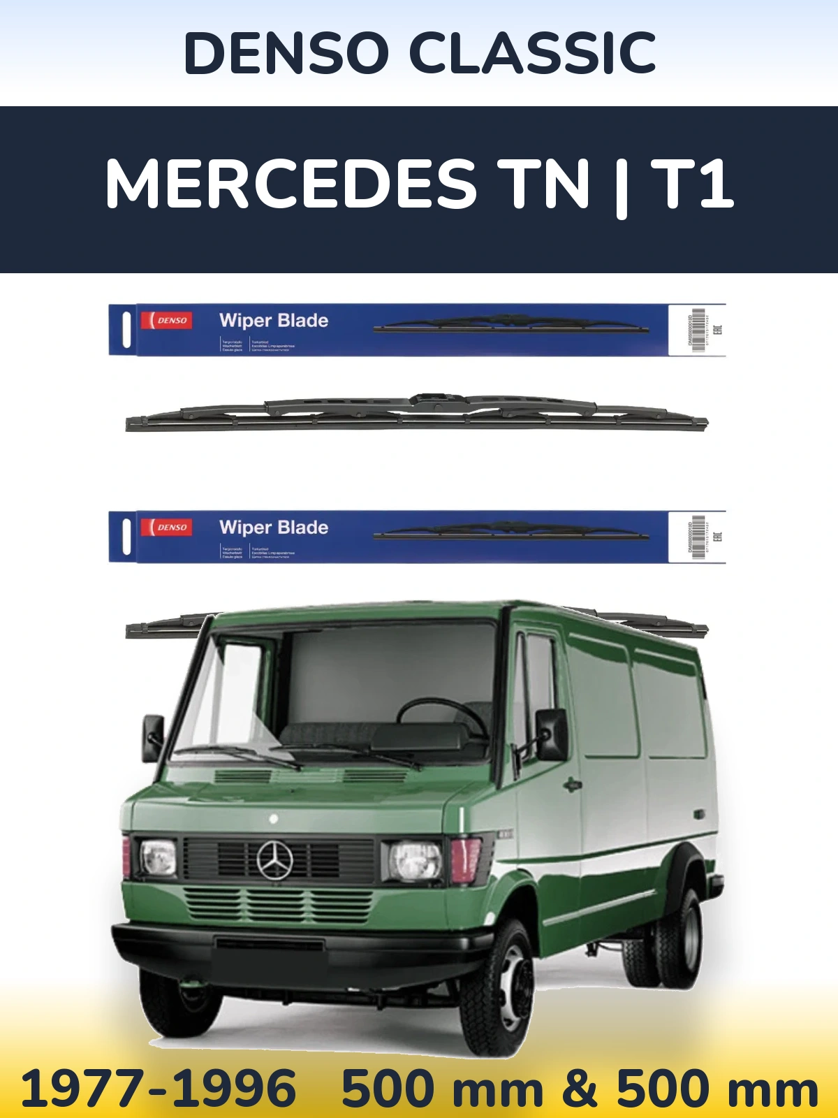 Komplet przednich wycieraczek Denso Classic 500 & 500 mm do Mercedes TN | T1 1977-1996