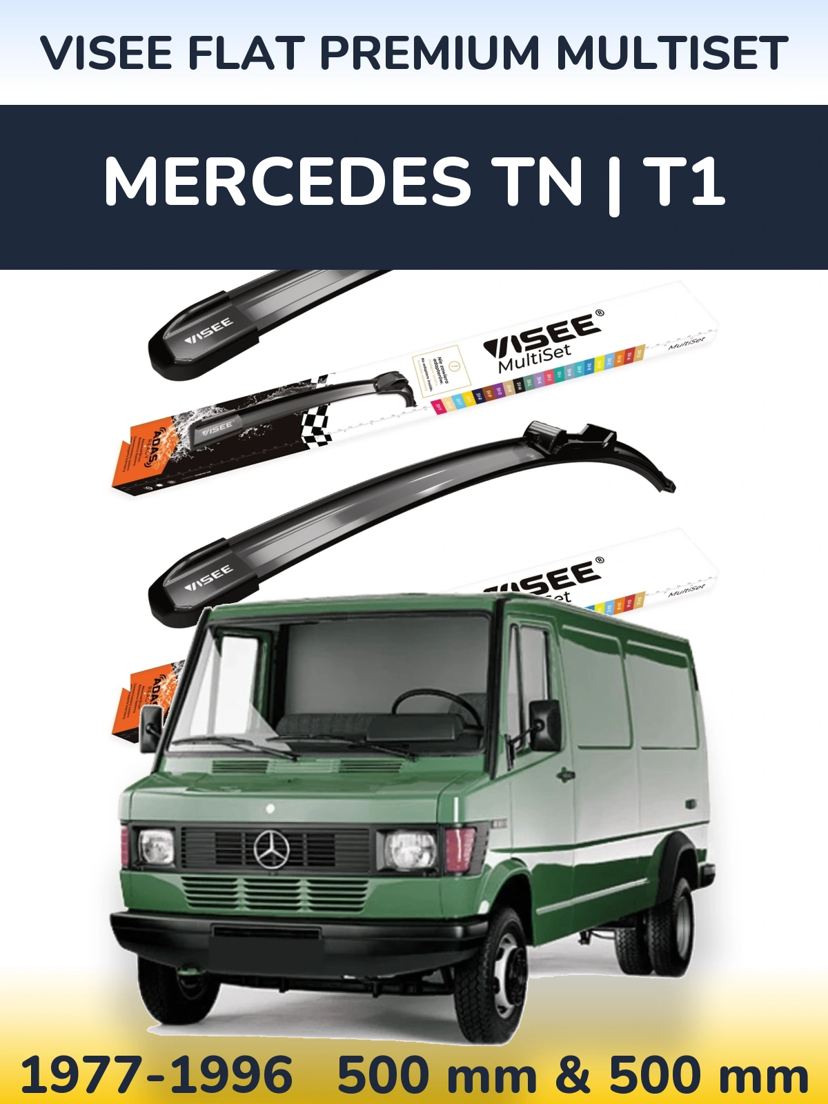Комплект передних дворников VISEE FLAT PREMIUM MultiSet 500 & 500 мм для Mercedes TN | T1 1977-1996
