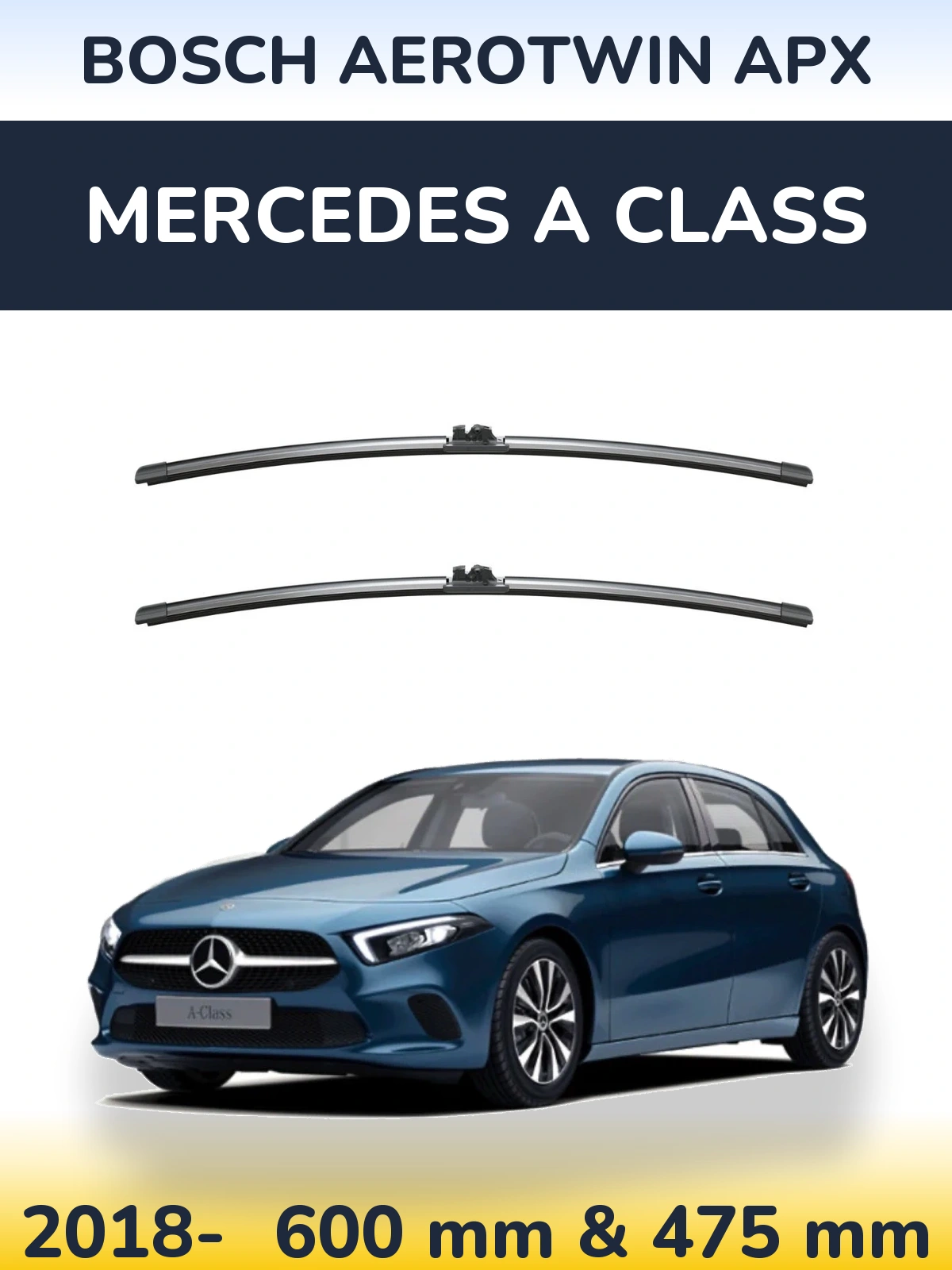 Komplet przednich wycieraczek BOSCH AeroTwin APX 600 & 475 mm do Mercedes Klasa A 2018-2026