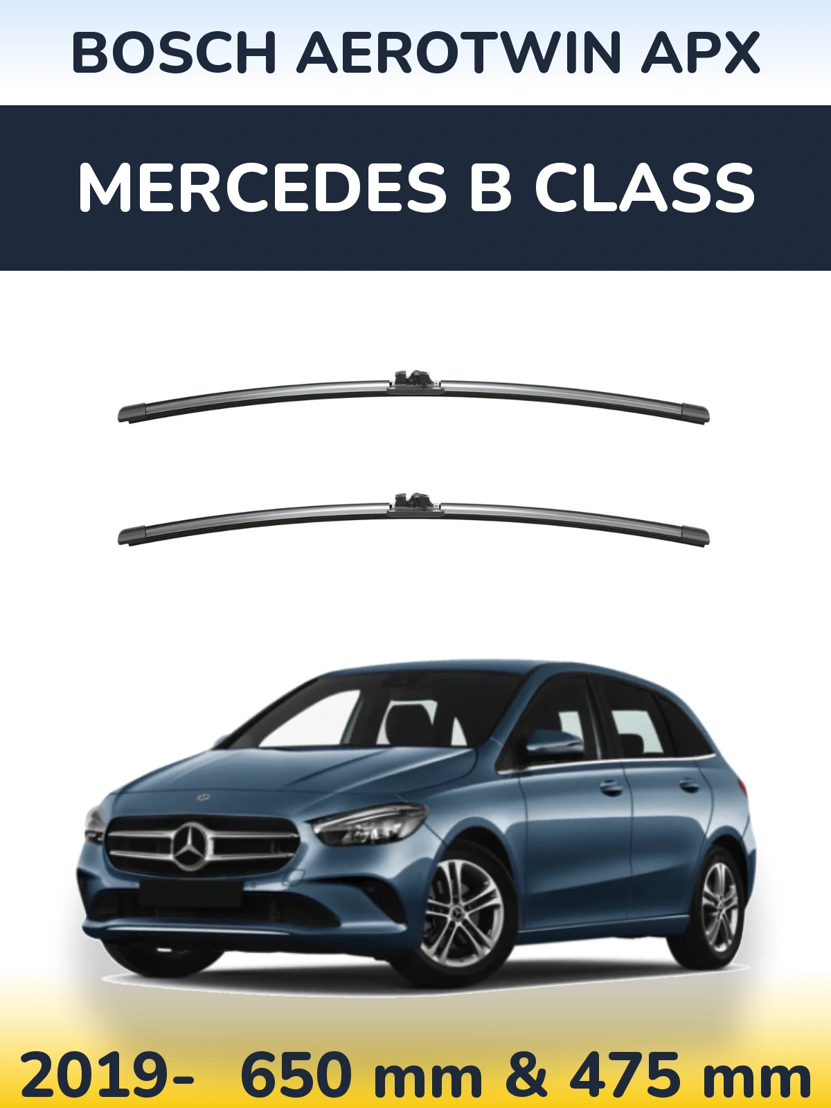 Komplet przednich wycieraczek BOSCH AeroTwin APX 650 & 475 mm do Mercedes Klasa B 2019-2026