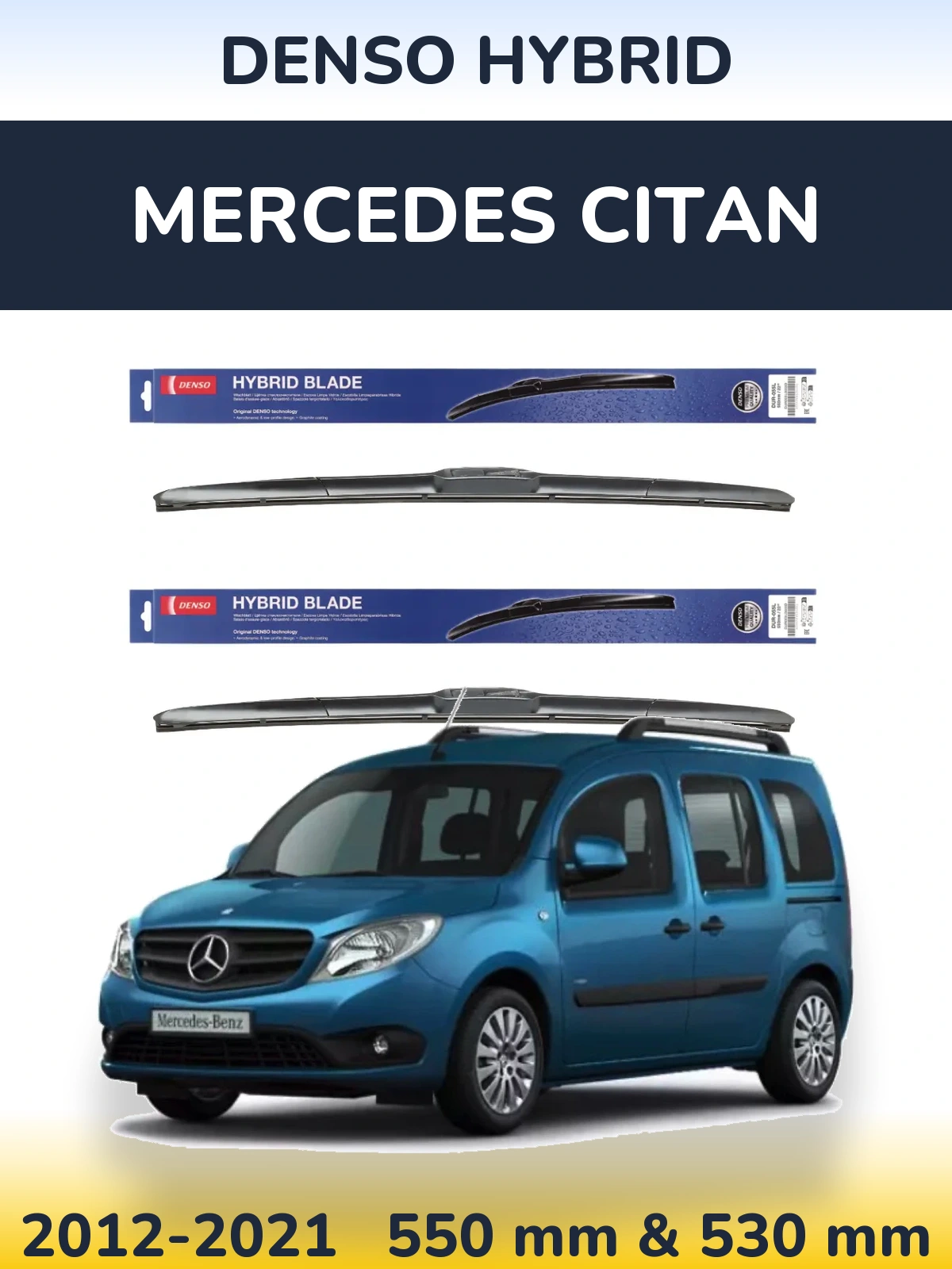 Komplet przednich wycieraczek Denso Hybrid 550 & 530 mm do Mercedes Citan 2012-2021