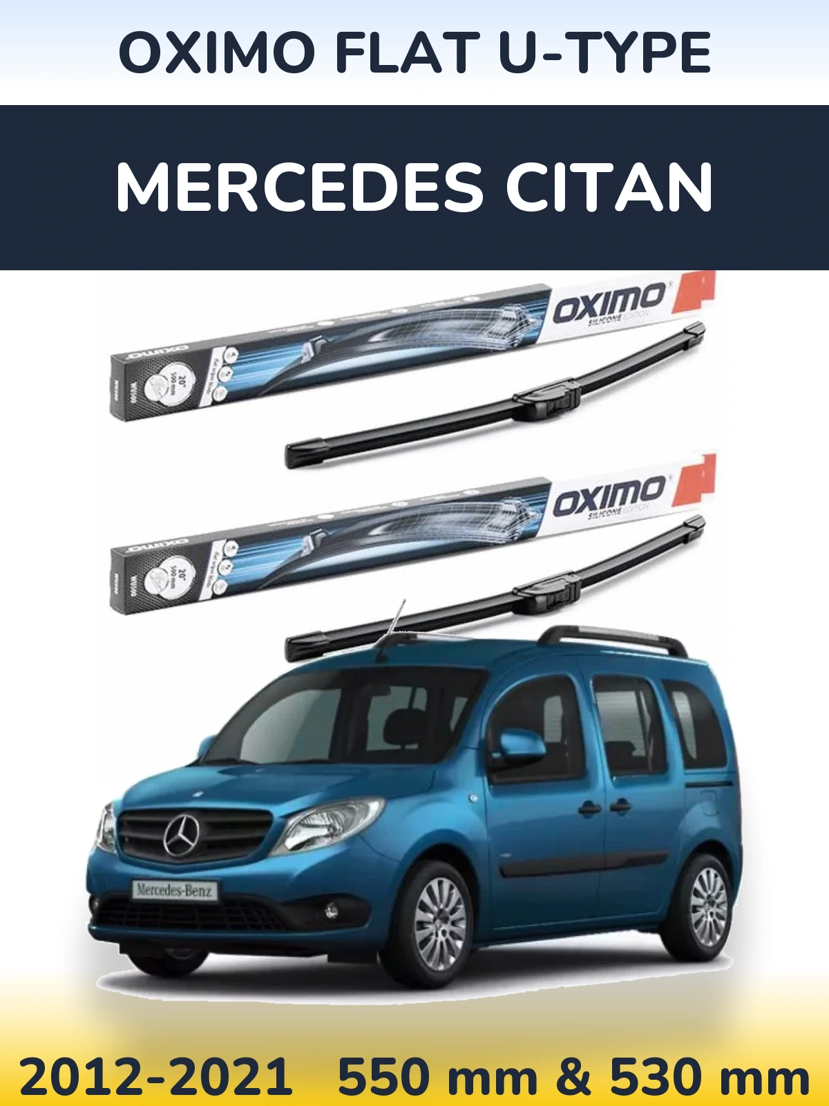 Komplet przednich wycieraczek Oximo Flat U-type 550 & 530 mm do Mercedes Citan 2012-2021