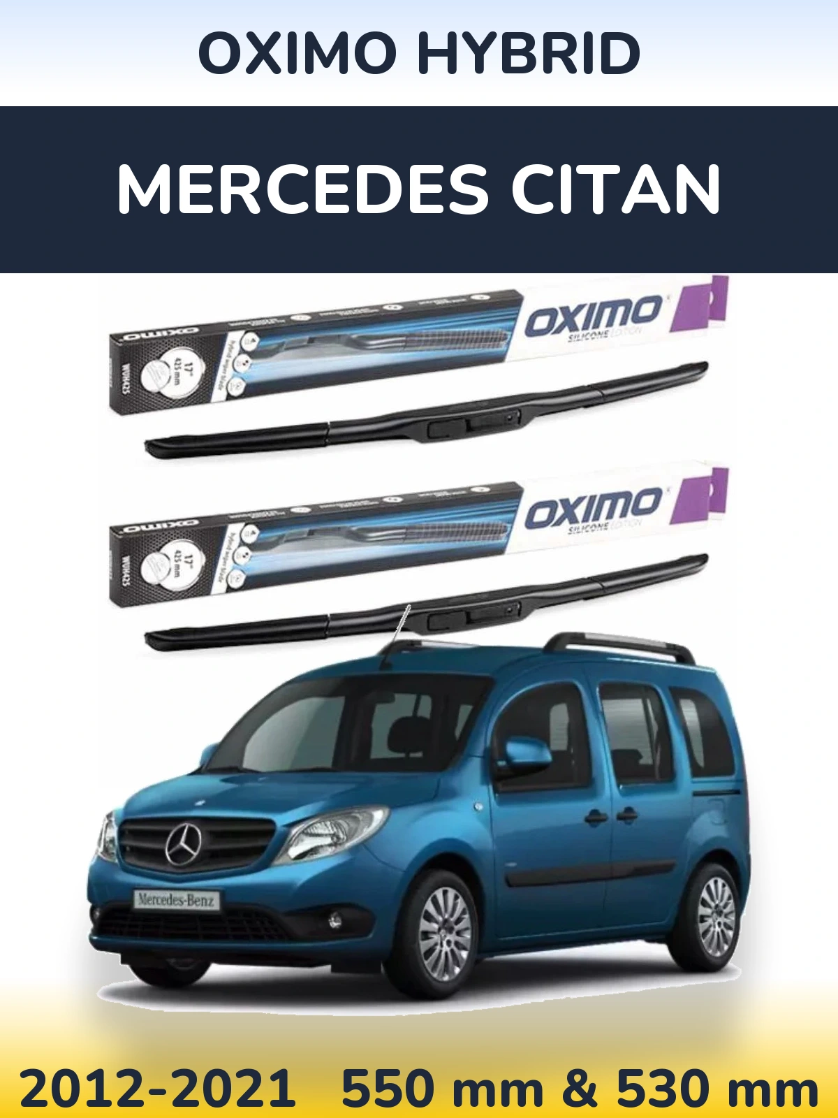 Komplet przednich wycieraczek Oximo Hybrid 550 & 530 mm do Mercedes Citan 2012-2021
