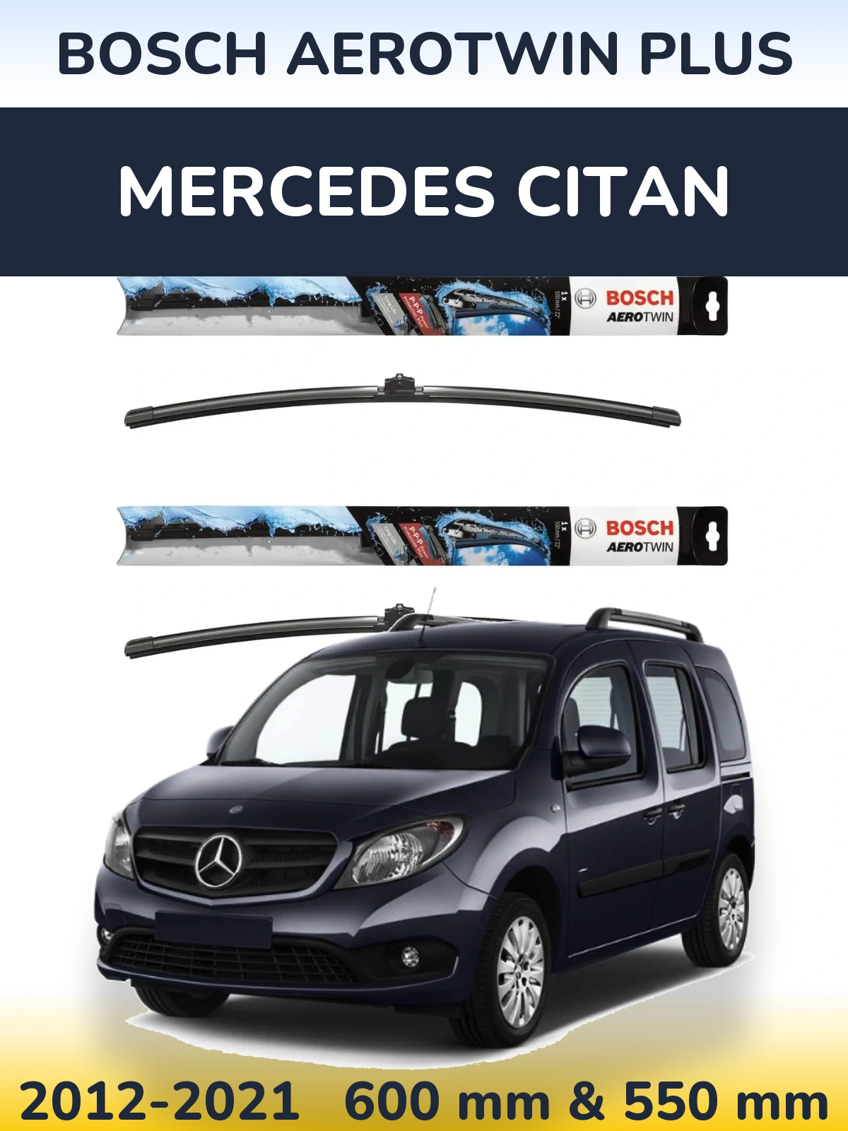 Komplet przednich wycieraczek BOSCH AeroTwin Plus 600 & 550 mm do Mercedes Citan 2012-2021
