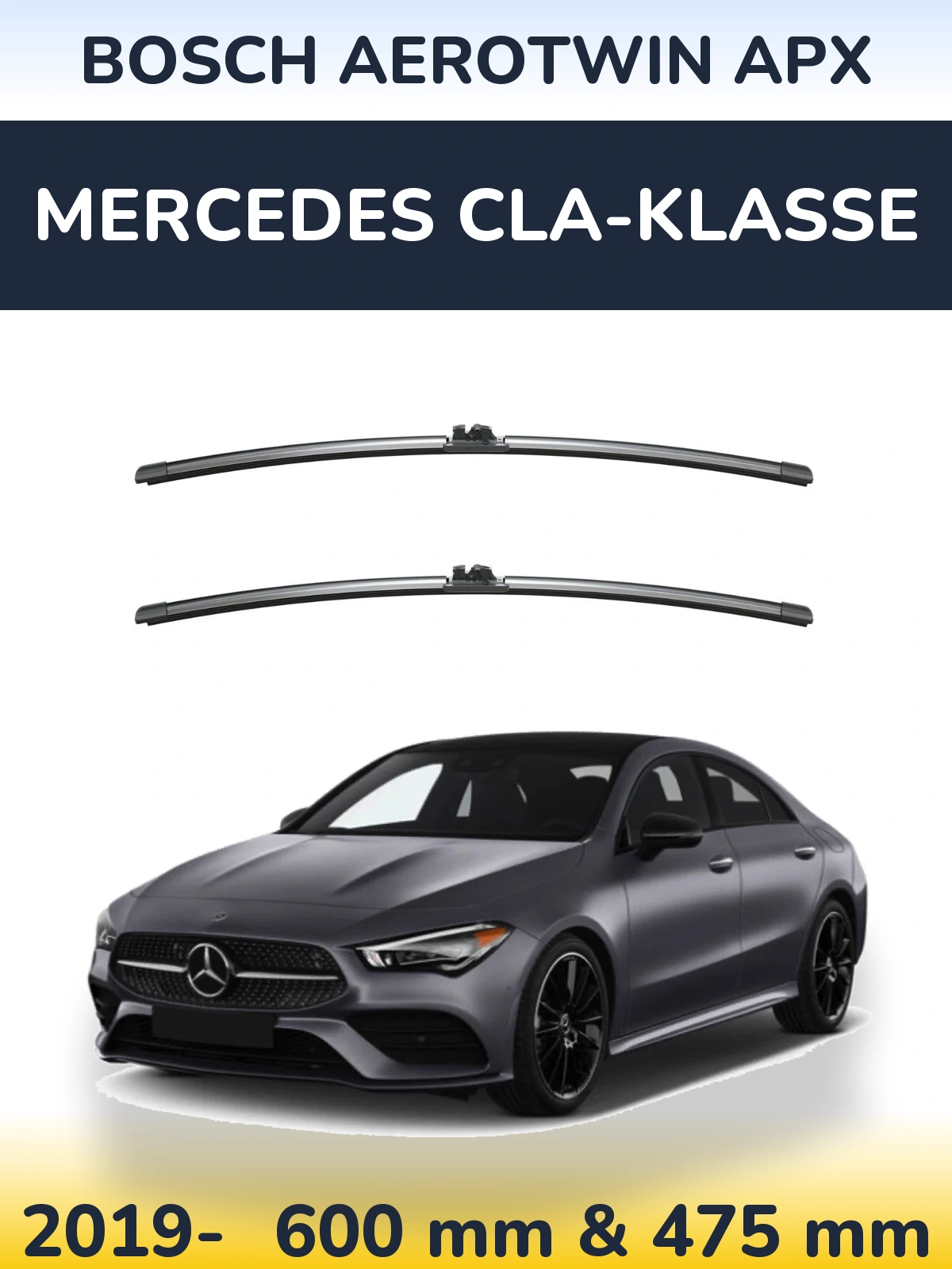 Komplet przednich wycieraczek BOSCH AeroTwin APX 600 & 475 mm do Mercedes CLA-Klasse 2019-2026