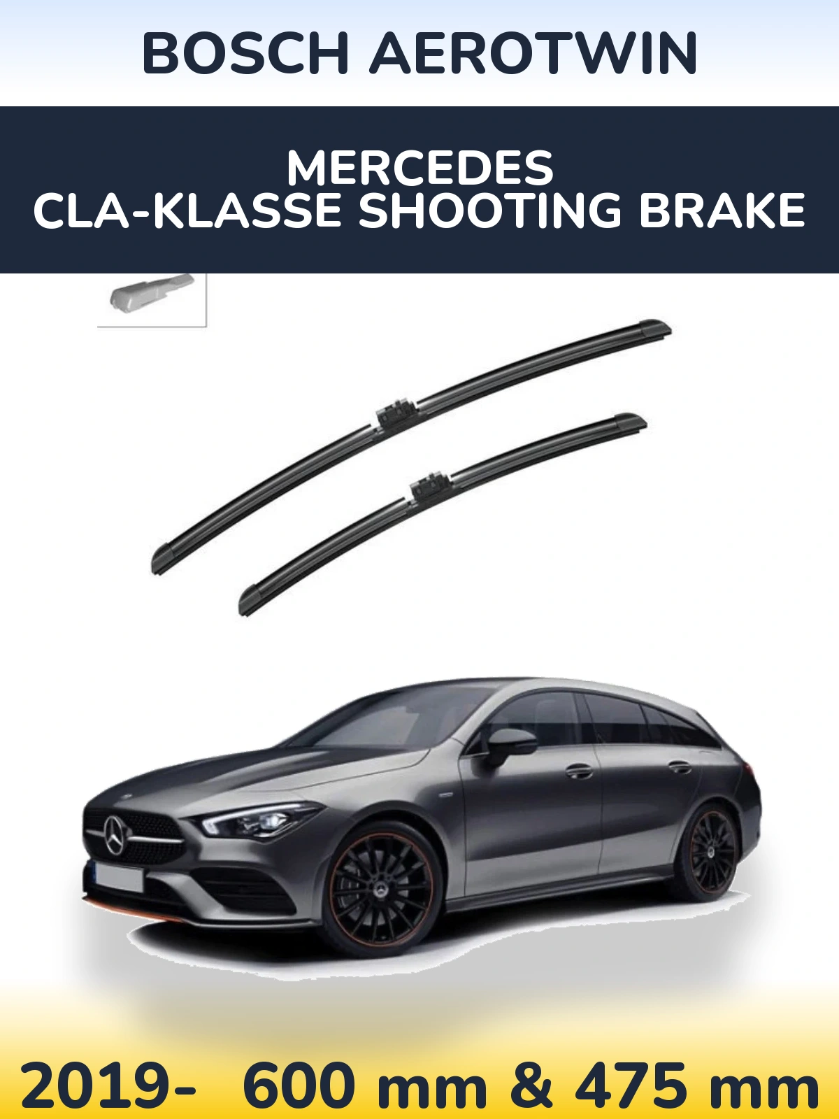 Комплект передних дворников BOSCH AeroTwin 600 & 475 мм для Mercedes CLA-Klasse Shooting Brake 2019-2026