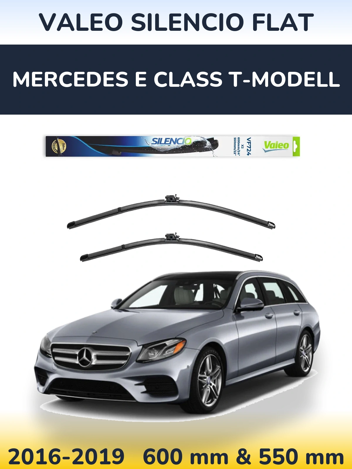 Комплект передніх щіток Valeo Silencio Flat 600 & 550 мм для Mercedes E Class T-Модельl 2016-2019