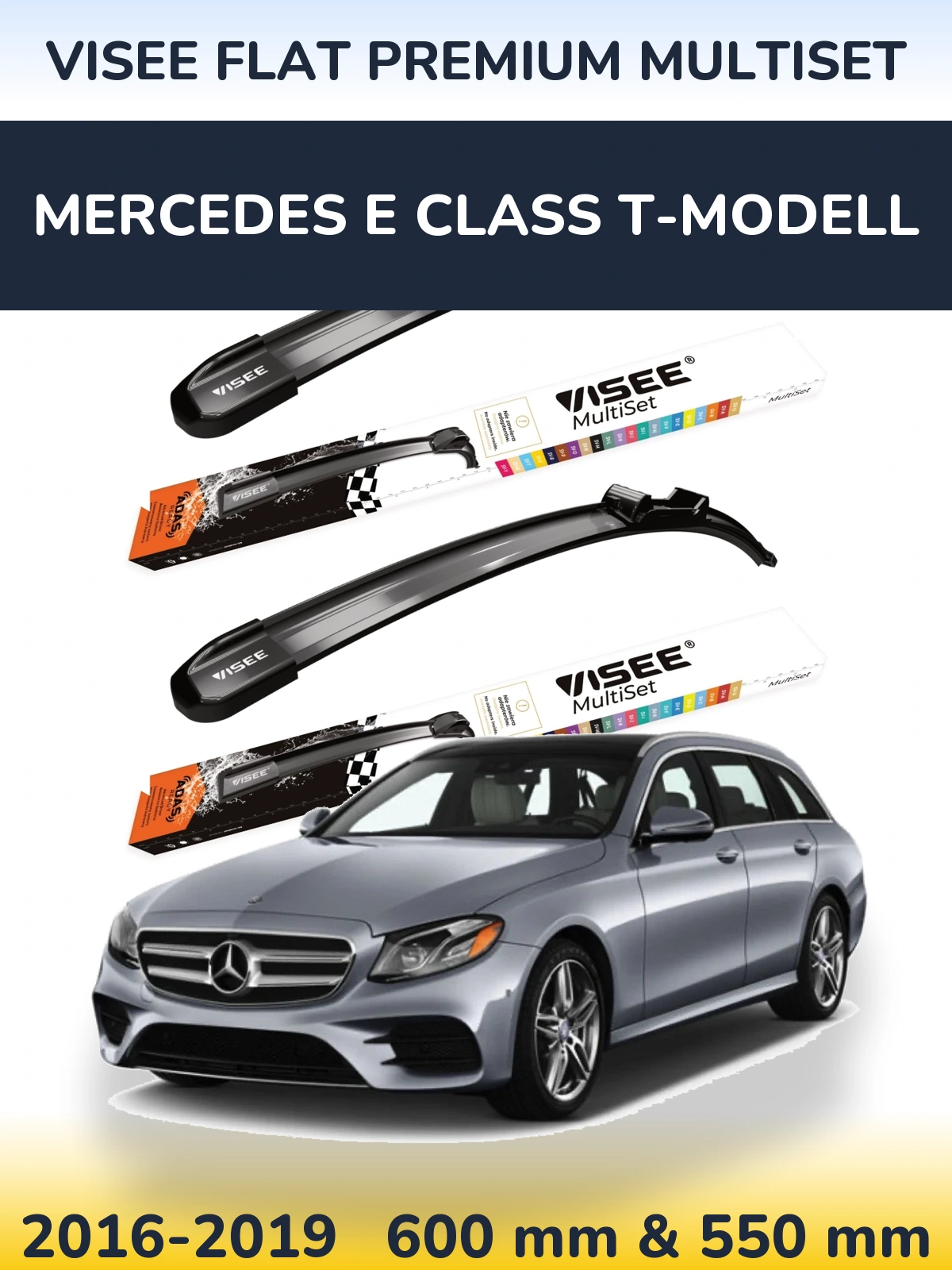 Komplet przednich wycieraczek VISEE FLAT PREMIUM MultiSet 600 & 550 mm do Mercedes Klasa E T-Modell 2016-2019