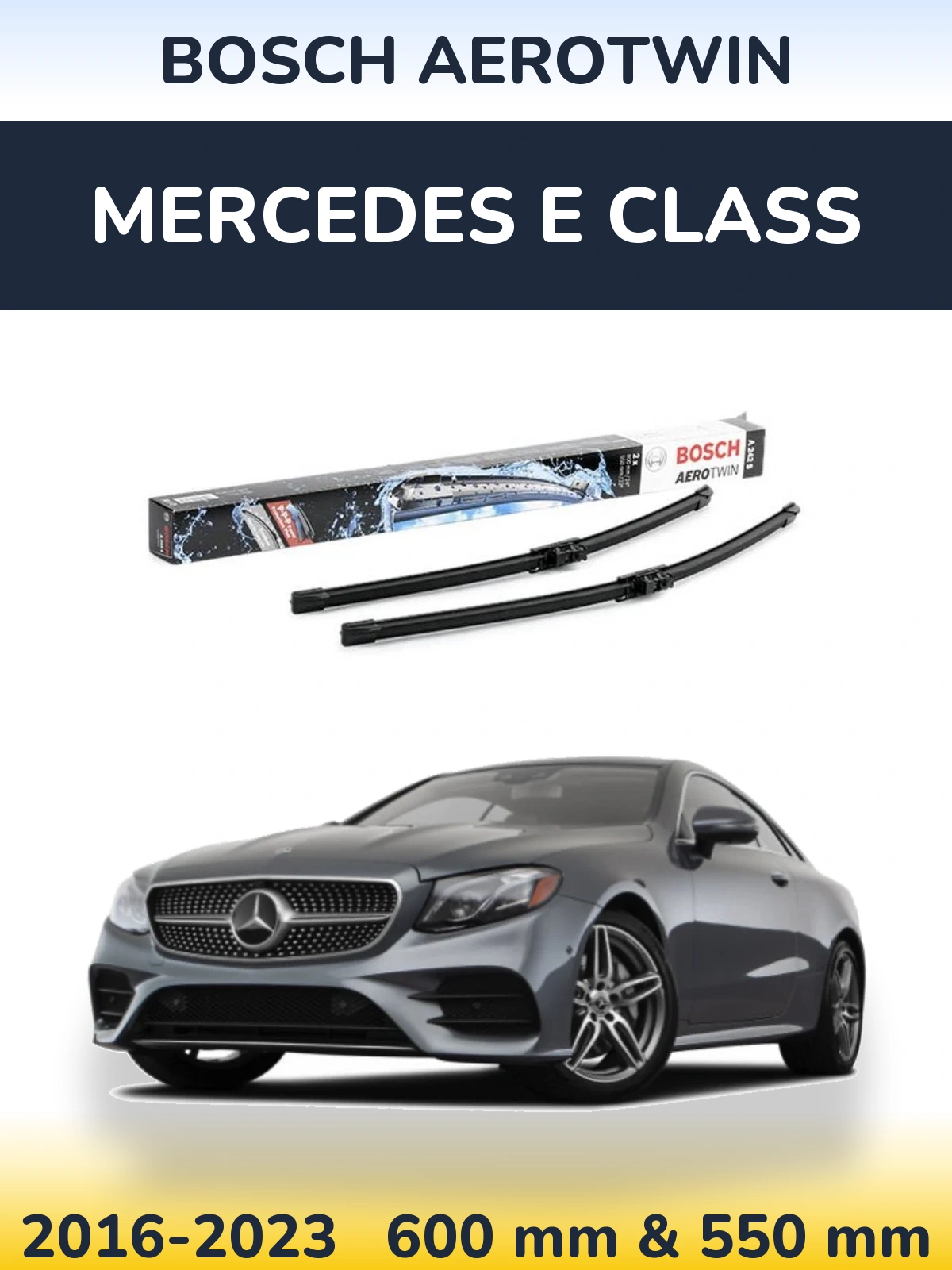 Комплект передних дворников BOSCH AeroTwin 600 & 550 мм для Mercedes E Class 2016-2023