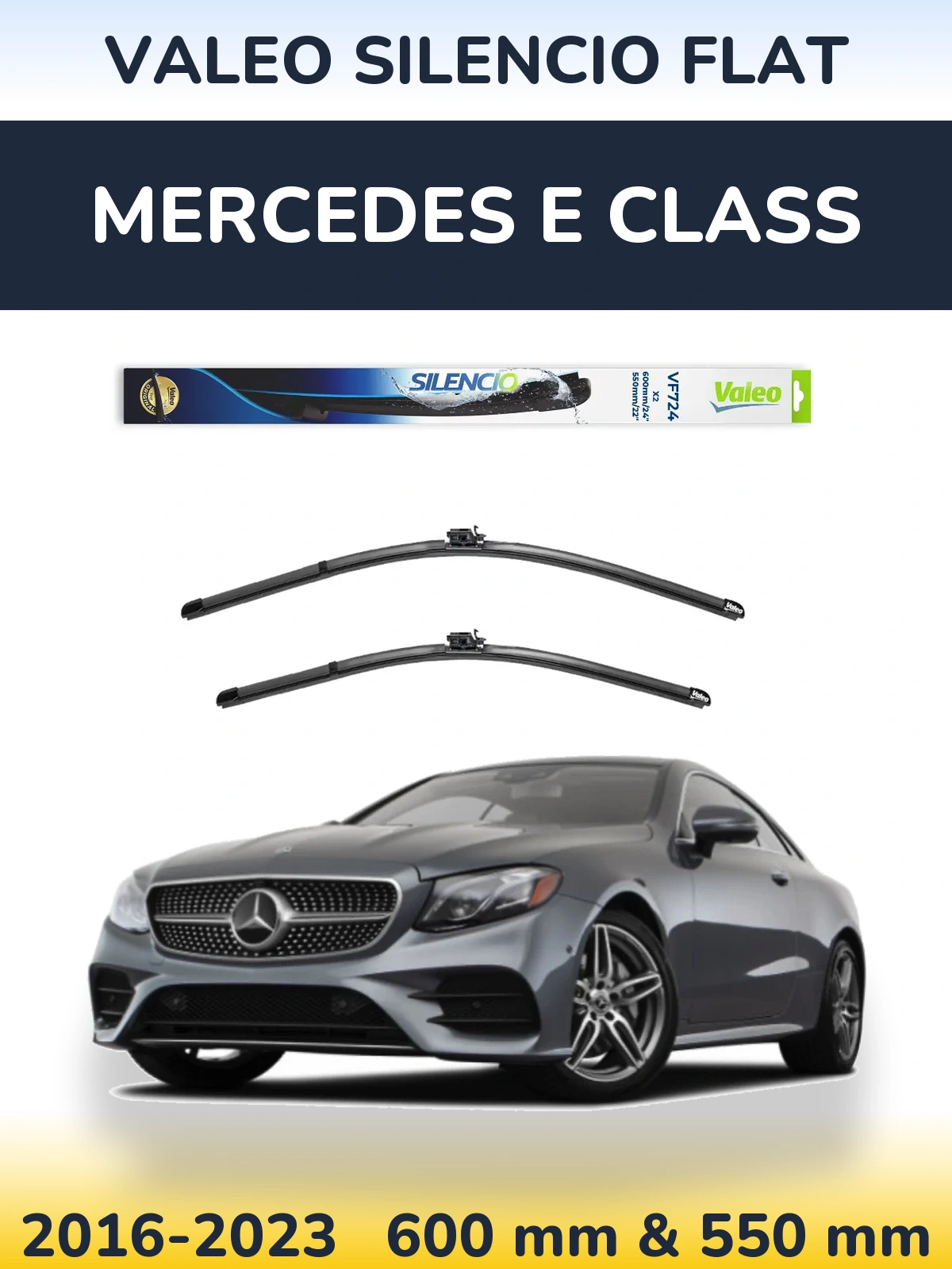 Комплект передних дворников Valeo Silencio Flat 600 & 550 мм для Mercedes E Class 2016-2023