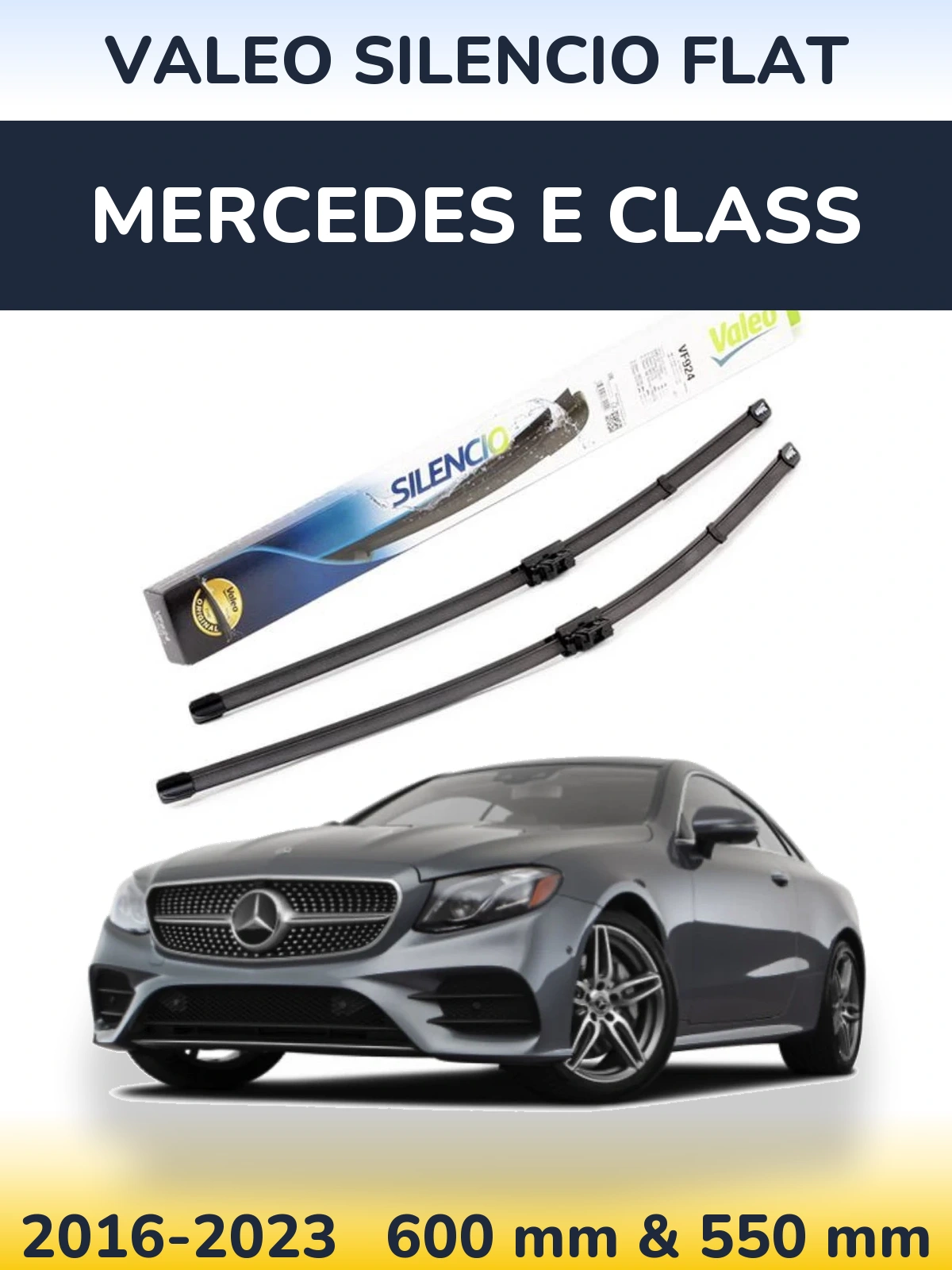 Комплект передних дворников Valeo Silencio Flat 600 & 550 мм для Mercedes E Class 2016-2023