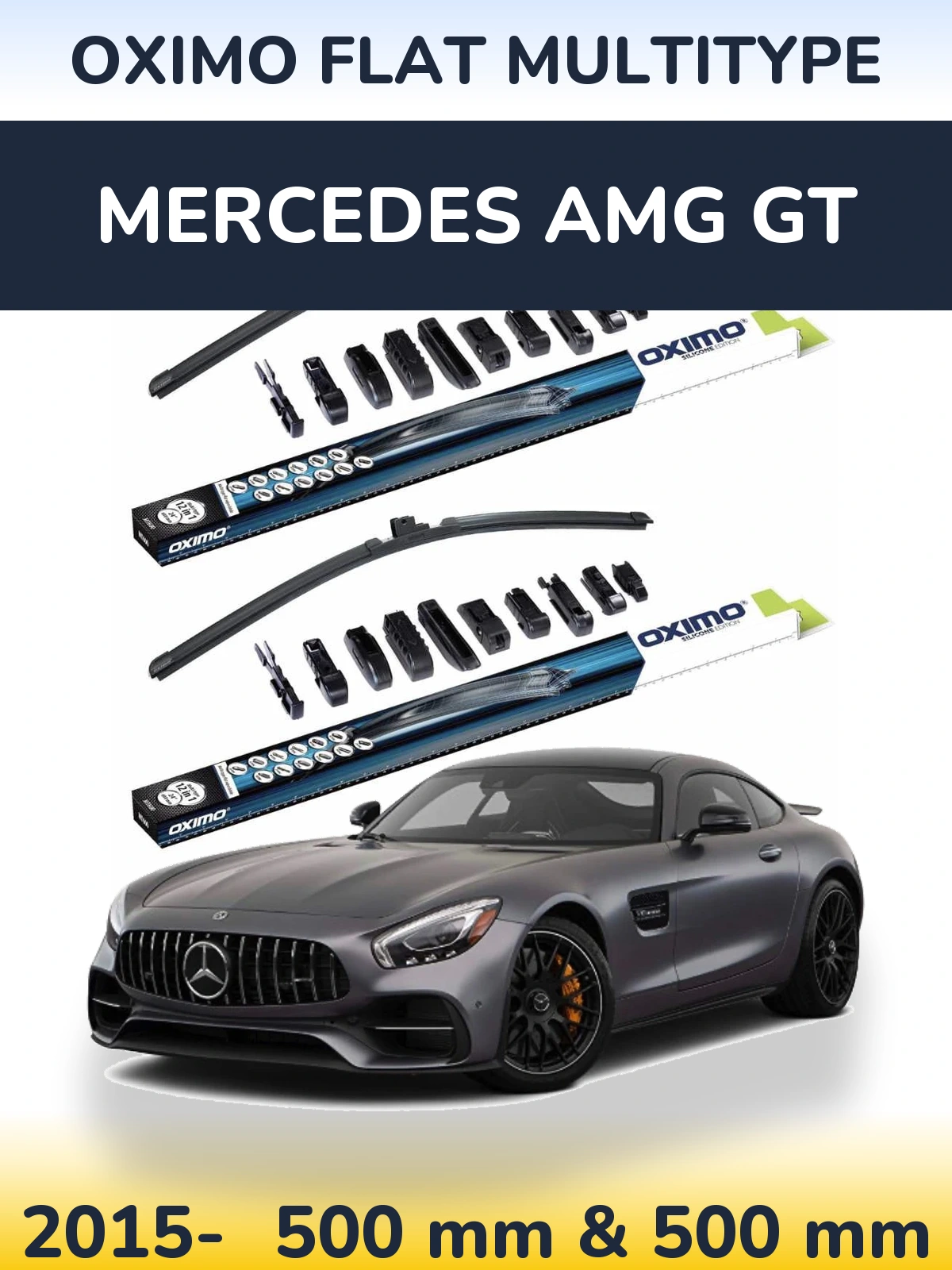 Комплект передних дворников Oximo Flat MultiТипe 500 & 500 мм для Mercedes AMG GT 2015-2026