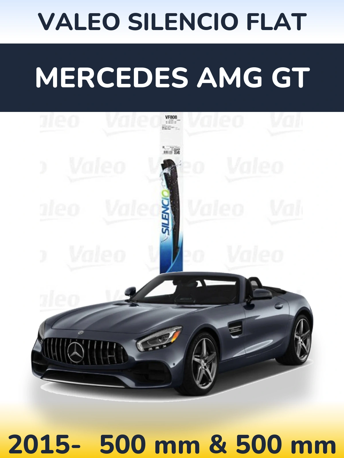 Комплект передних дворников Valeo Silencio Flat 500 & 500 мм для Mercedes AMG GT 2015-2026