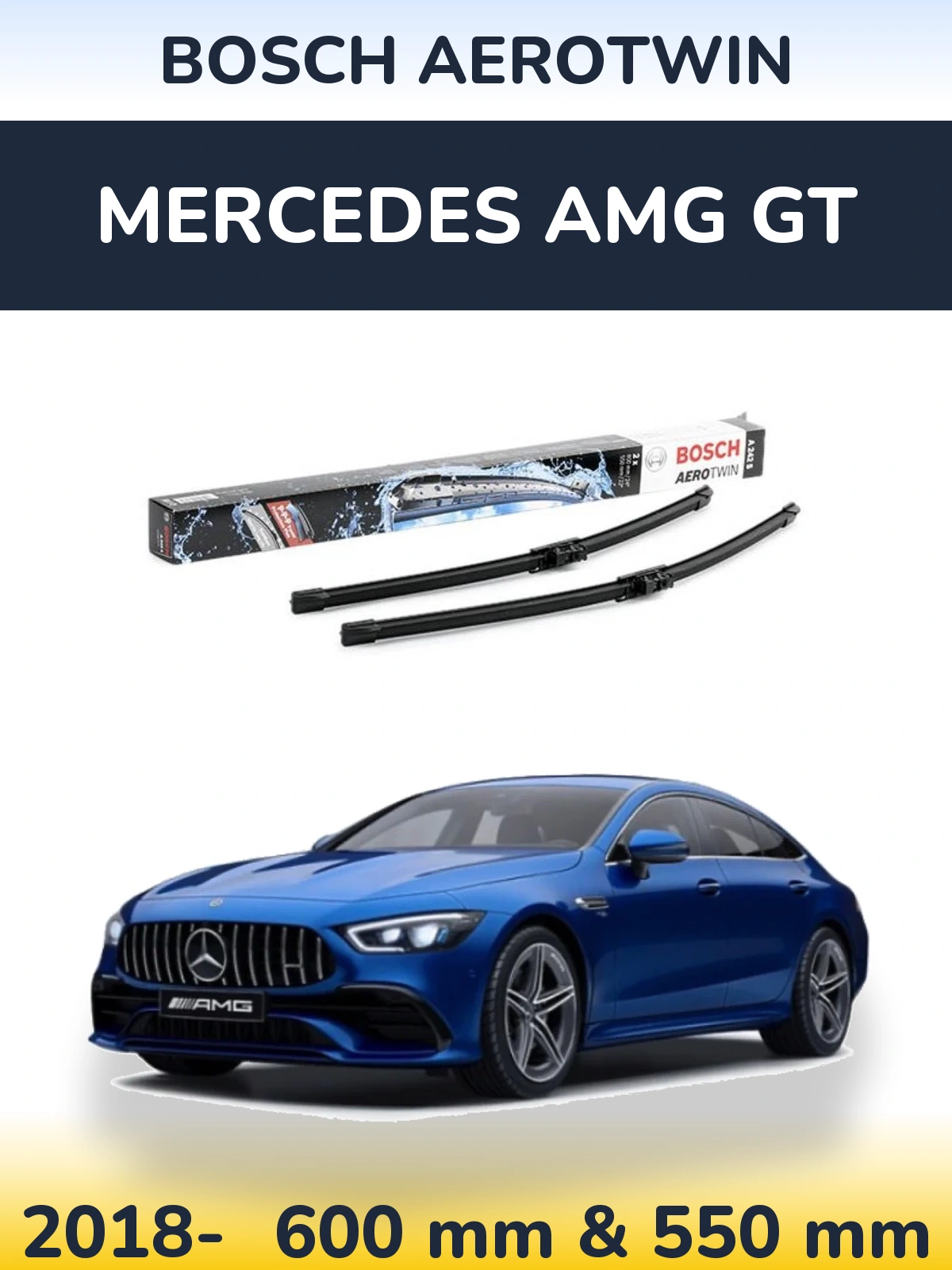 Komplet przednich wycieraczek BOSCH AeroTwin 600 & 550 mm do Mercedes AMG GT 2018-2026