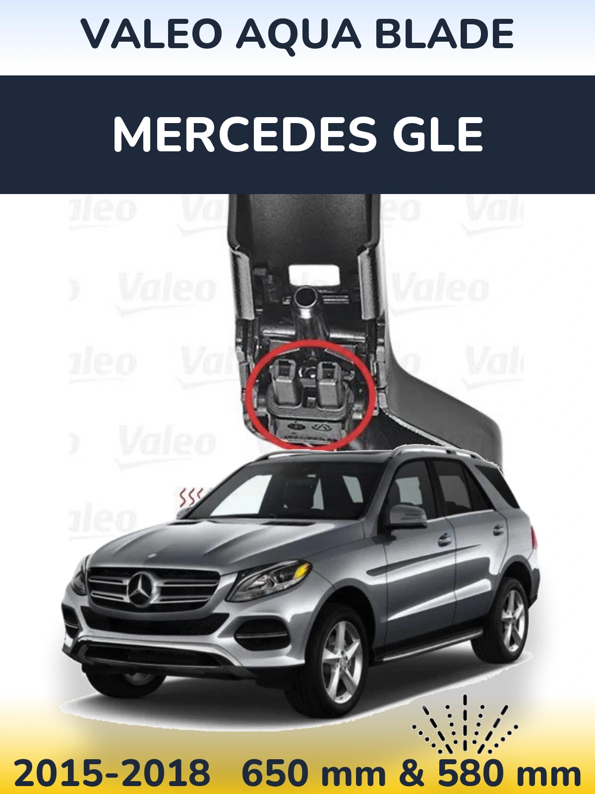 Komplet przednich wycieraczek Valeo Aqua Blade 650 & 580 mm do Mercedes GLE 2015-2018