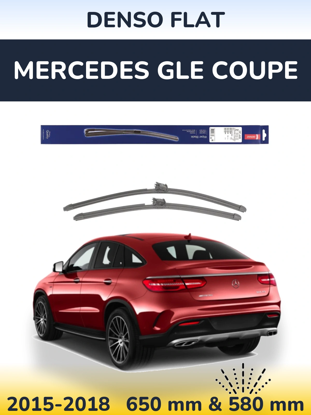 Комплект передних дворников Denso Flat 650 & 580 мм для Mercedes GLE Coupe 2015-2018