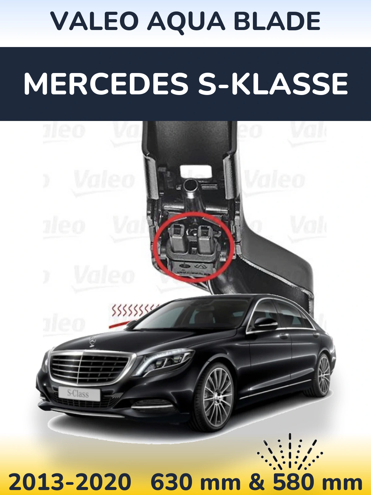 Komplet przednich wycieraczek Valeo Aqua Blade 630 & 580 mm do Mercedes S-Klasse 2013-2020
