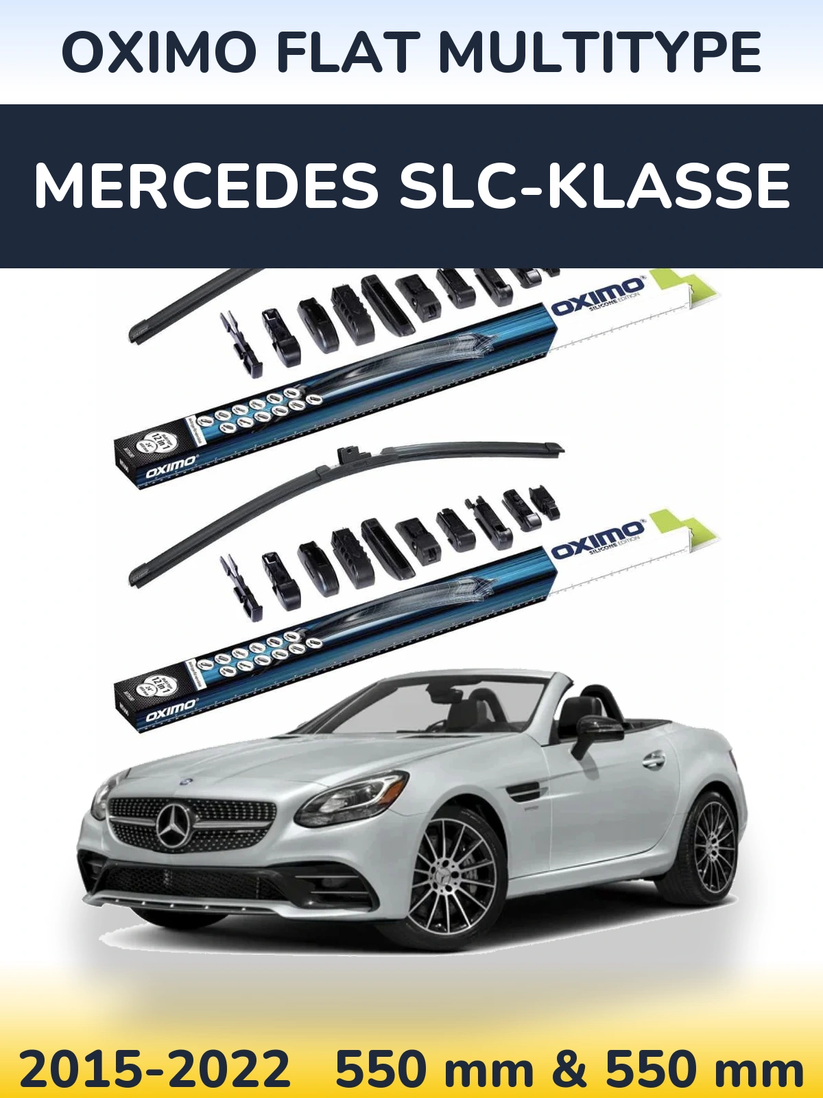Комплект передних дворников Oximo Flat MultiТипe 550 & 550 мм для Mercedes SLC-Klasse 2015-2022