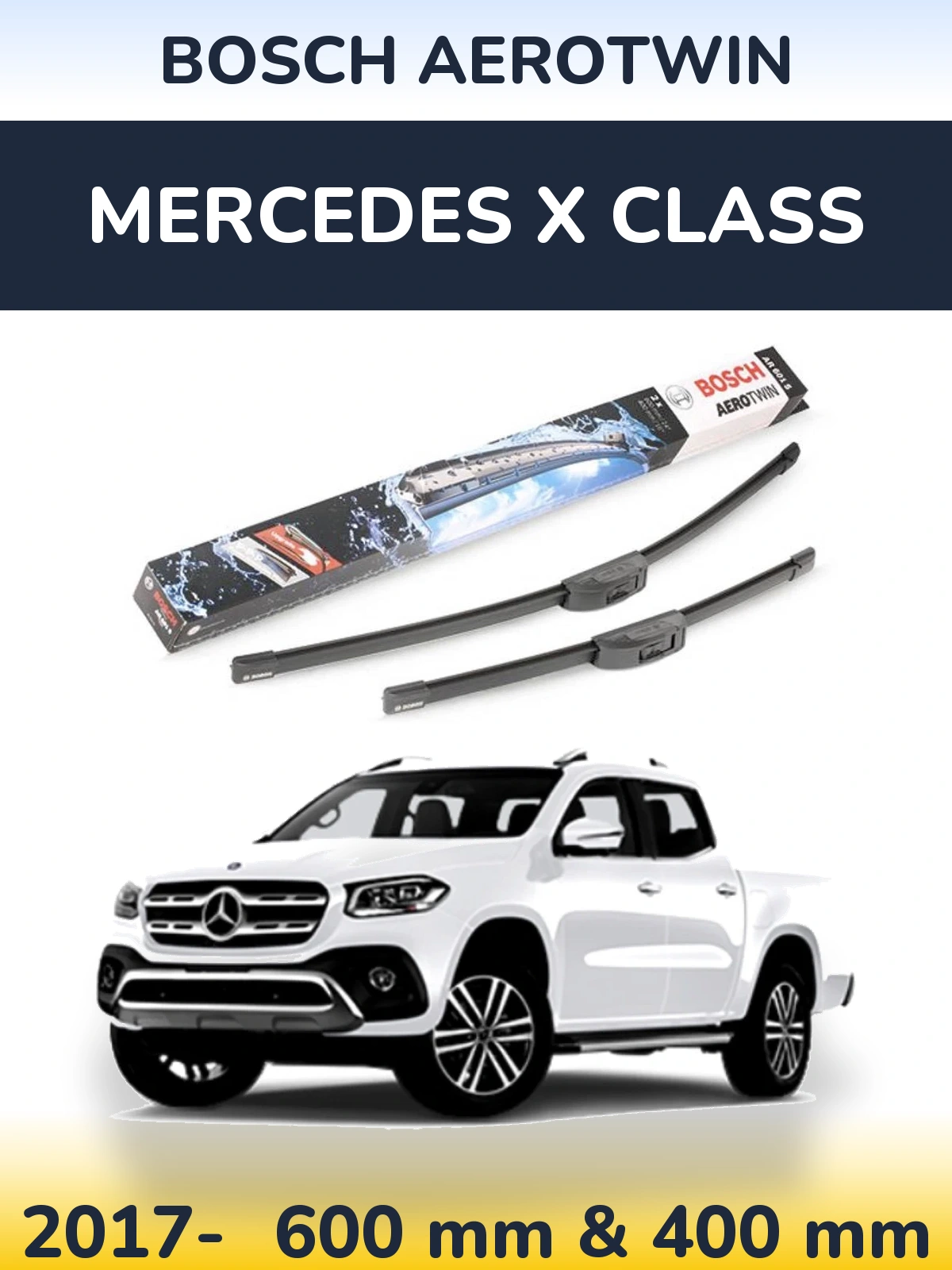 Komplet przednich wycieraczek BOSCH AeroTwin 600 & 400 mm do Mercedes Klasa X 2017-2026