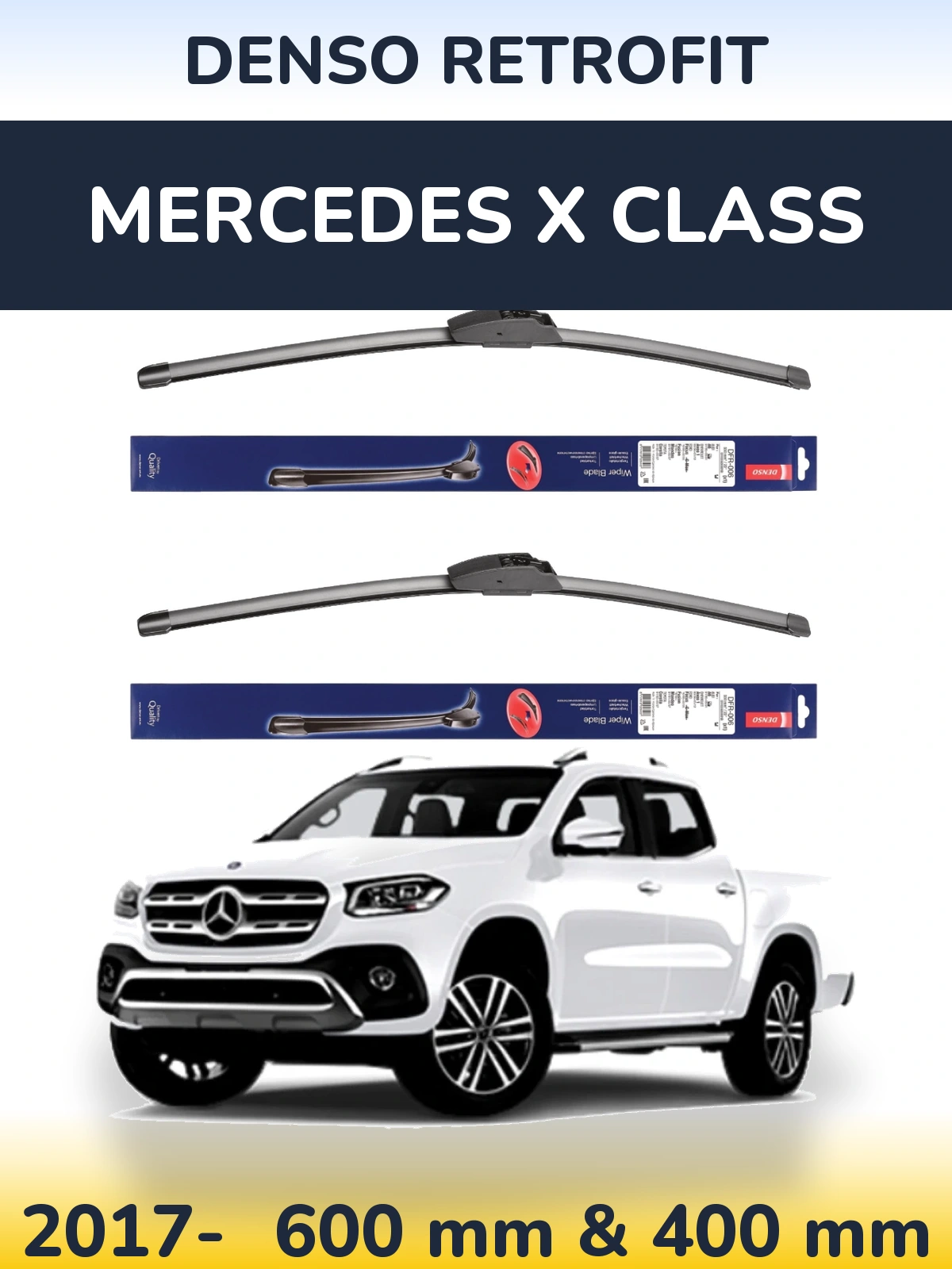 Комплект передних дворников Denso Retrofit 600 & 400 мм для Mercedes X Class 2017-2026