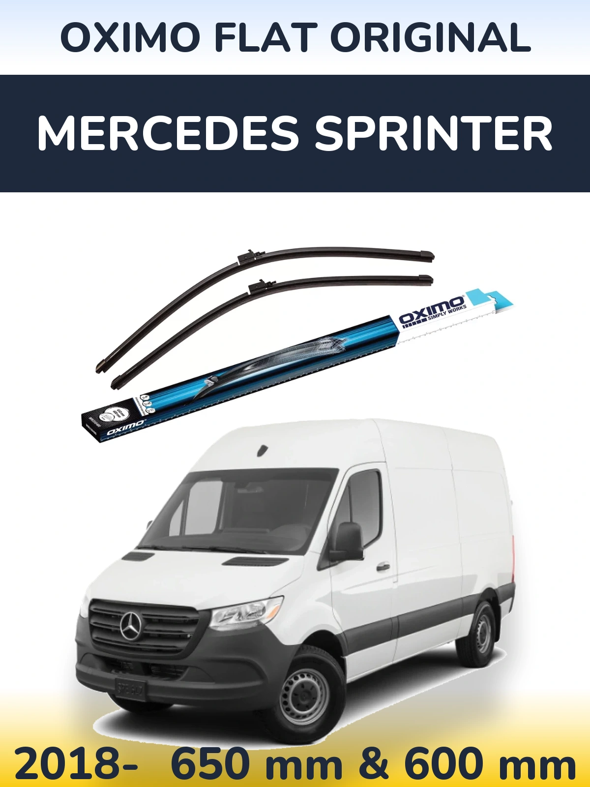 Комплект передних дворников Oximo Flat Original 650 & 600 мм для Mercedes Sprinter 2018-2026